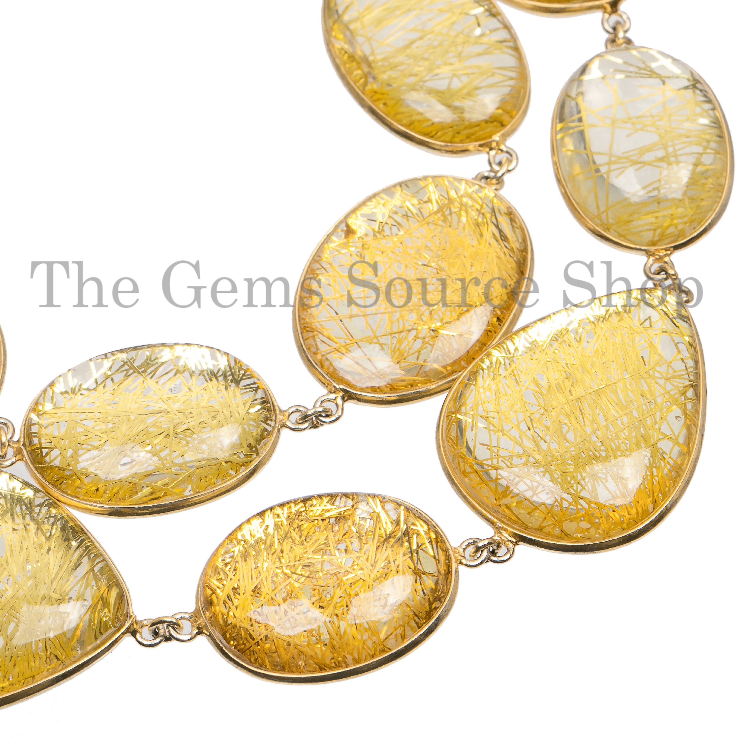 Natural Gemstone Golden Rutile Smooth Connector Chain Beads