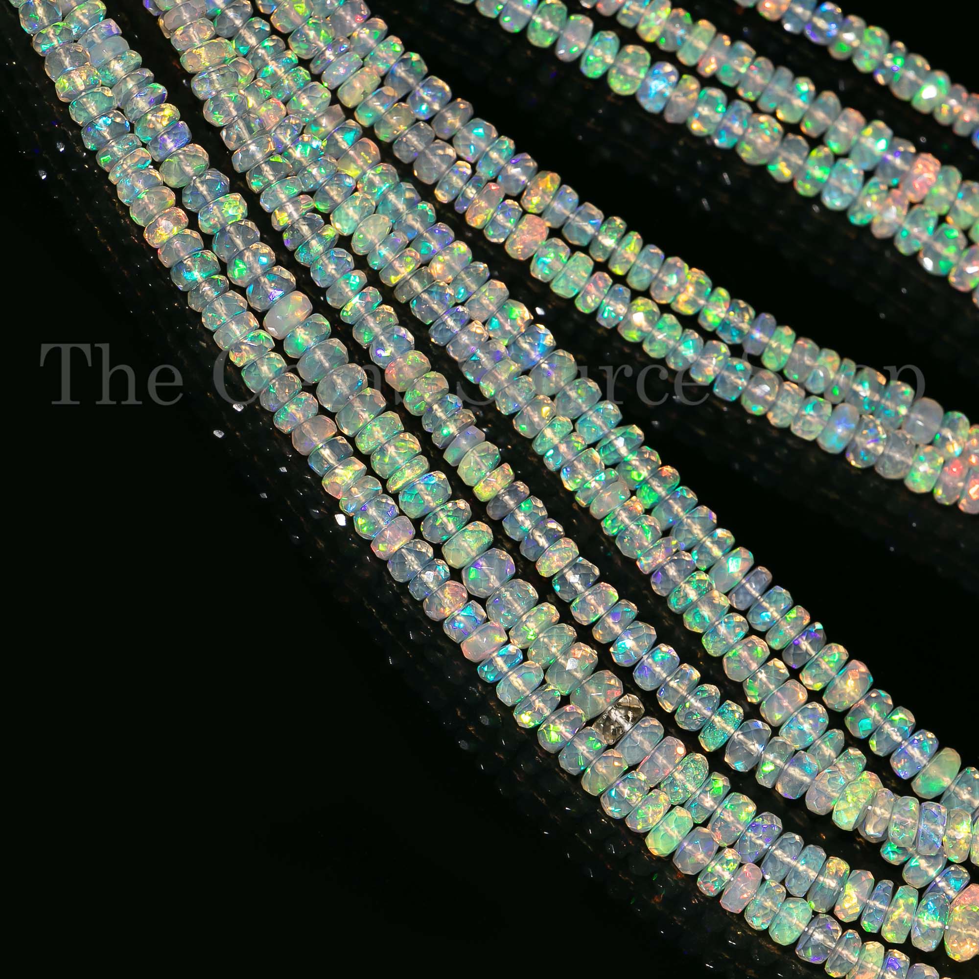 4-5.5mm Ethiopian Opal Rondelle Beads, Opal Rondelle Beads, Opal Faceted Rondelle Beads, Flashy Opal Rondelle Beads, Opal Gemstone