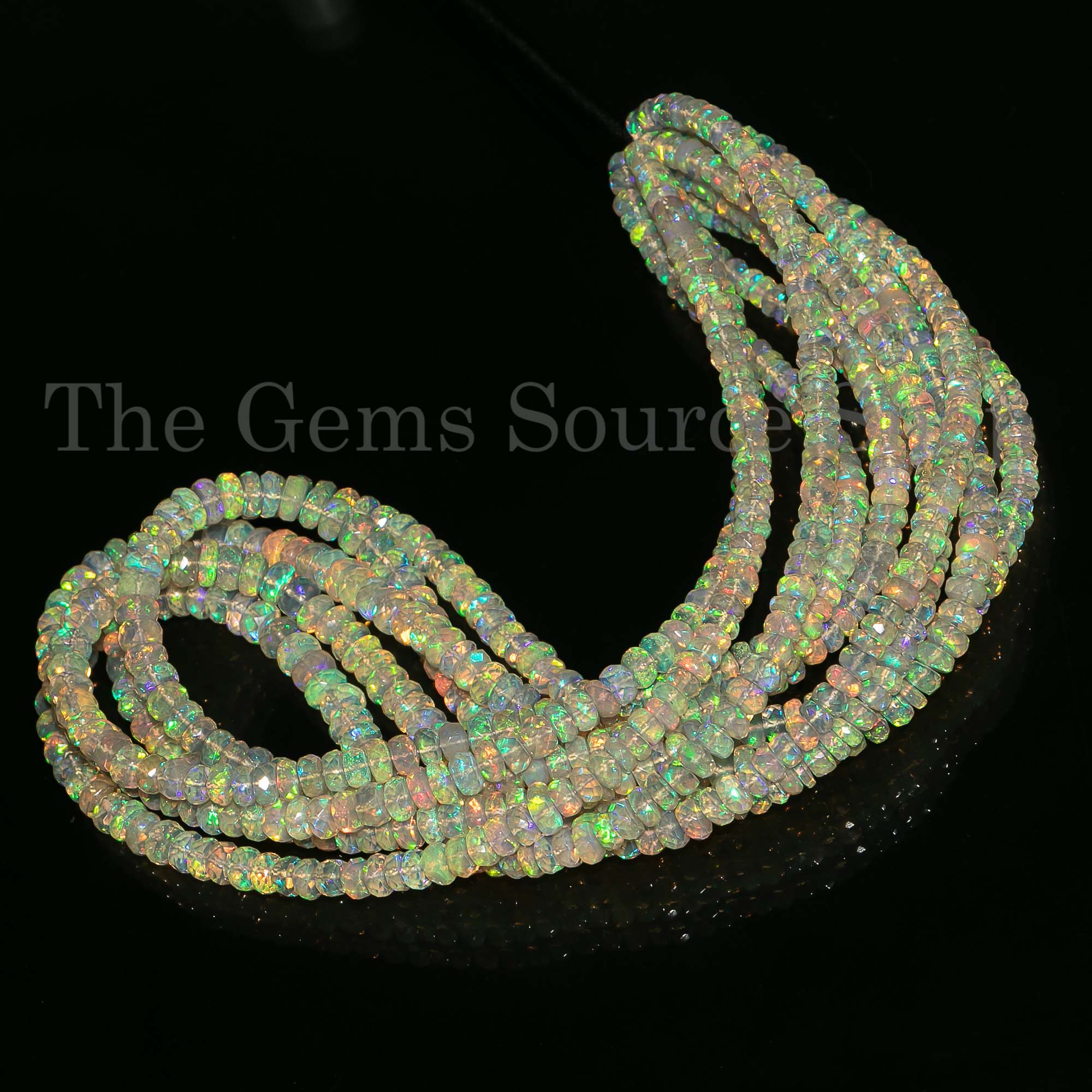 4-5.5mm Ethiopian Opal Rondelle Beads, Opal Rondelle Beads, Opal Faceted Rondelle Beads, Flashy Opal Rondelle Beads, Opal Gemstone
