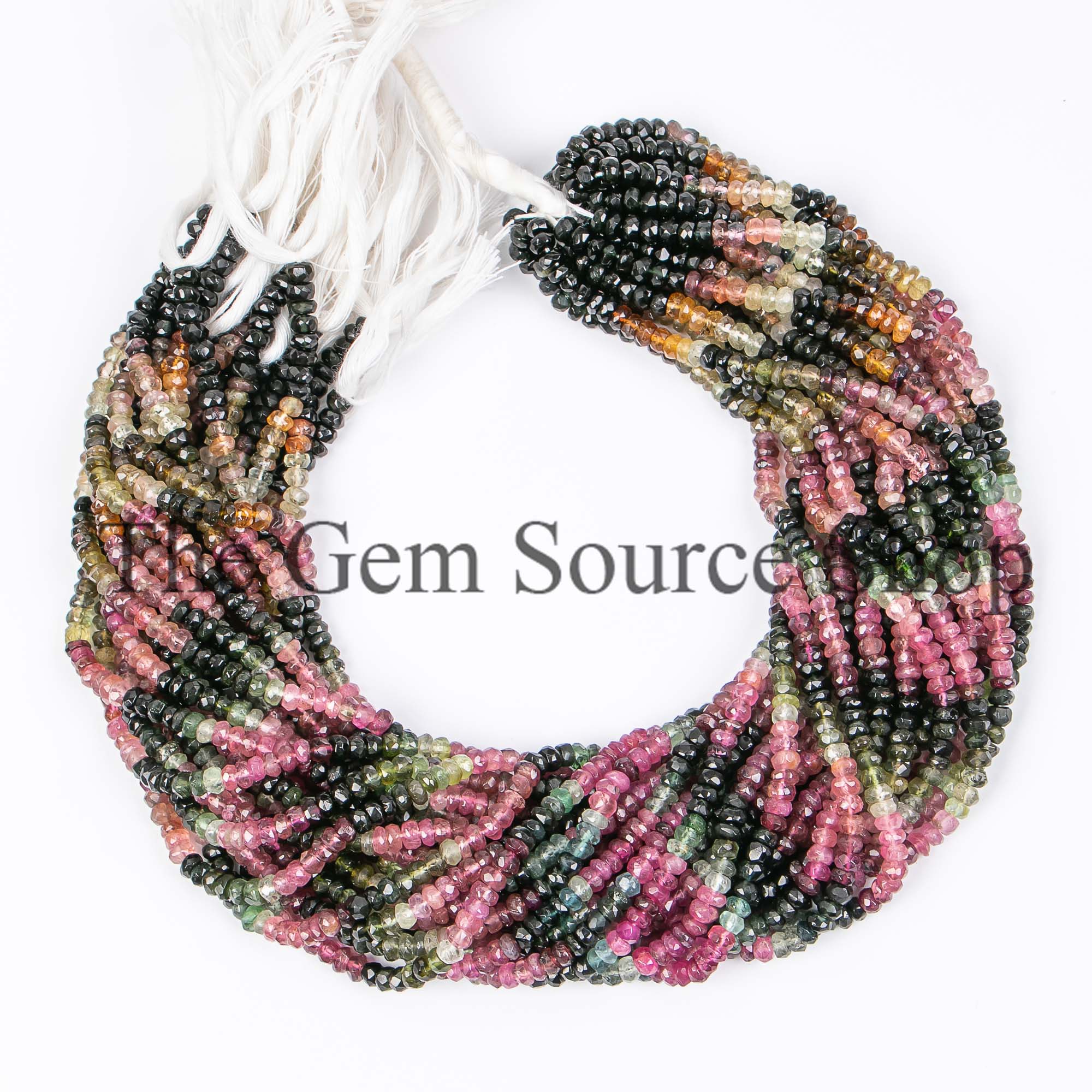Rainbow Tourmaline Faceted Rondelle Beads, Wholesale Beads Store - Dearbeads