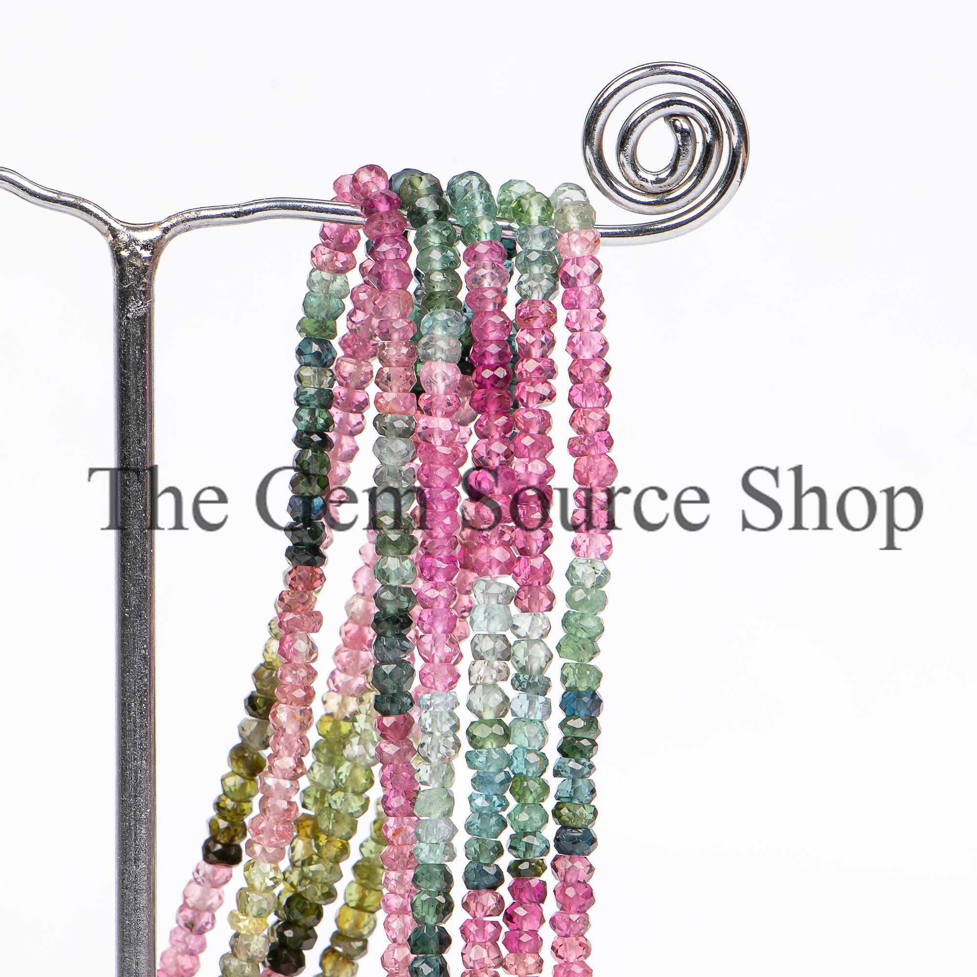 Multi Tourmaline Beads, Tourmaline Faceted Beads, Tourmaline Rondelle Shape Beads, Tourmaline Gemstone