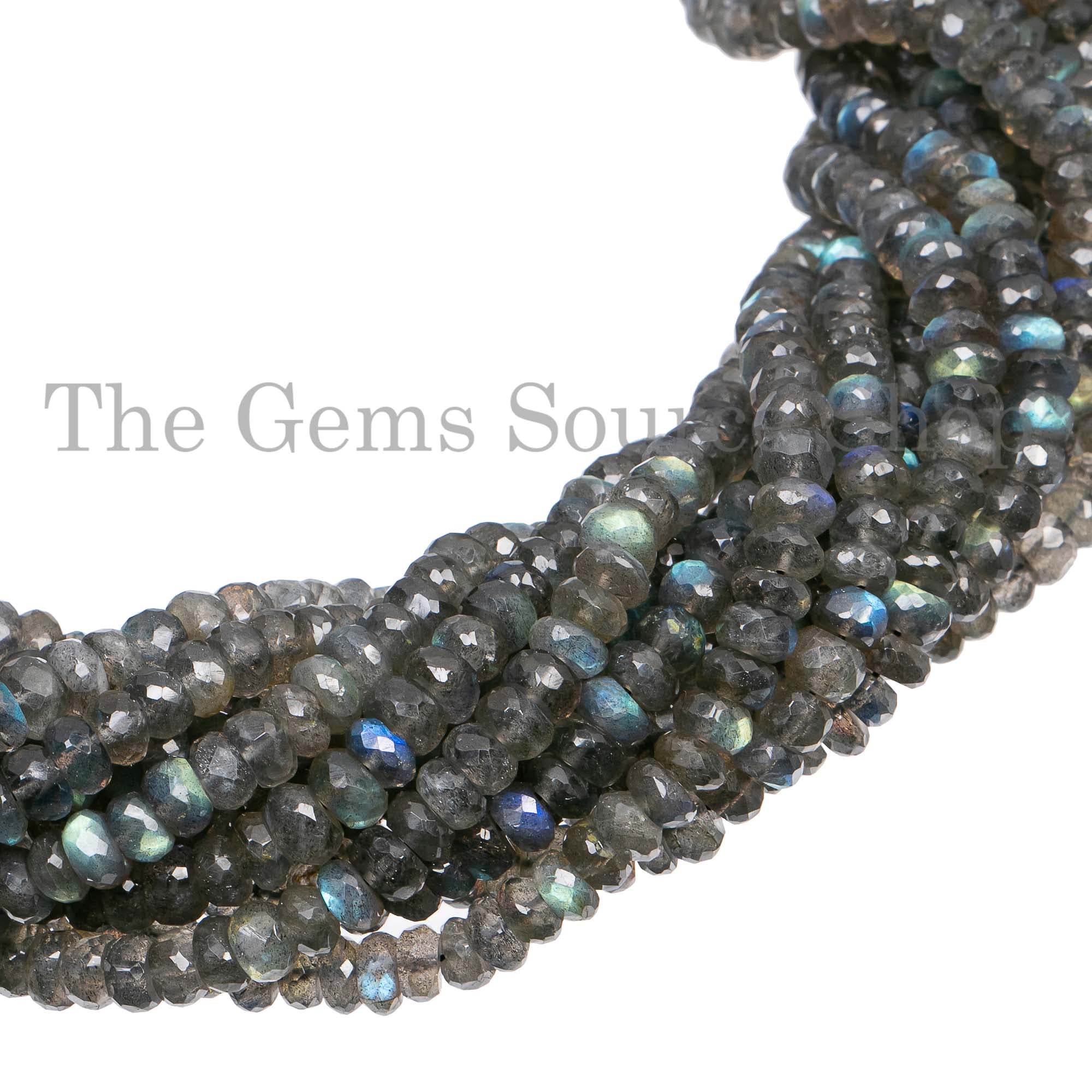 4.5-5mm Natural Labradorite Faceted Rondelle Beads TGS-2577