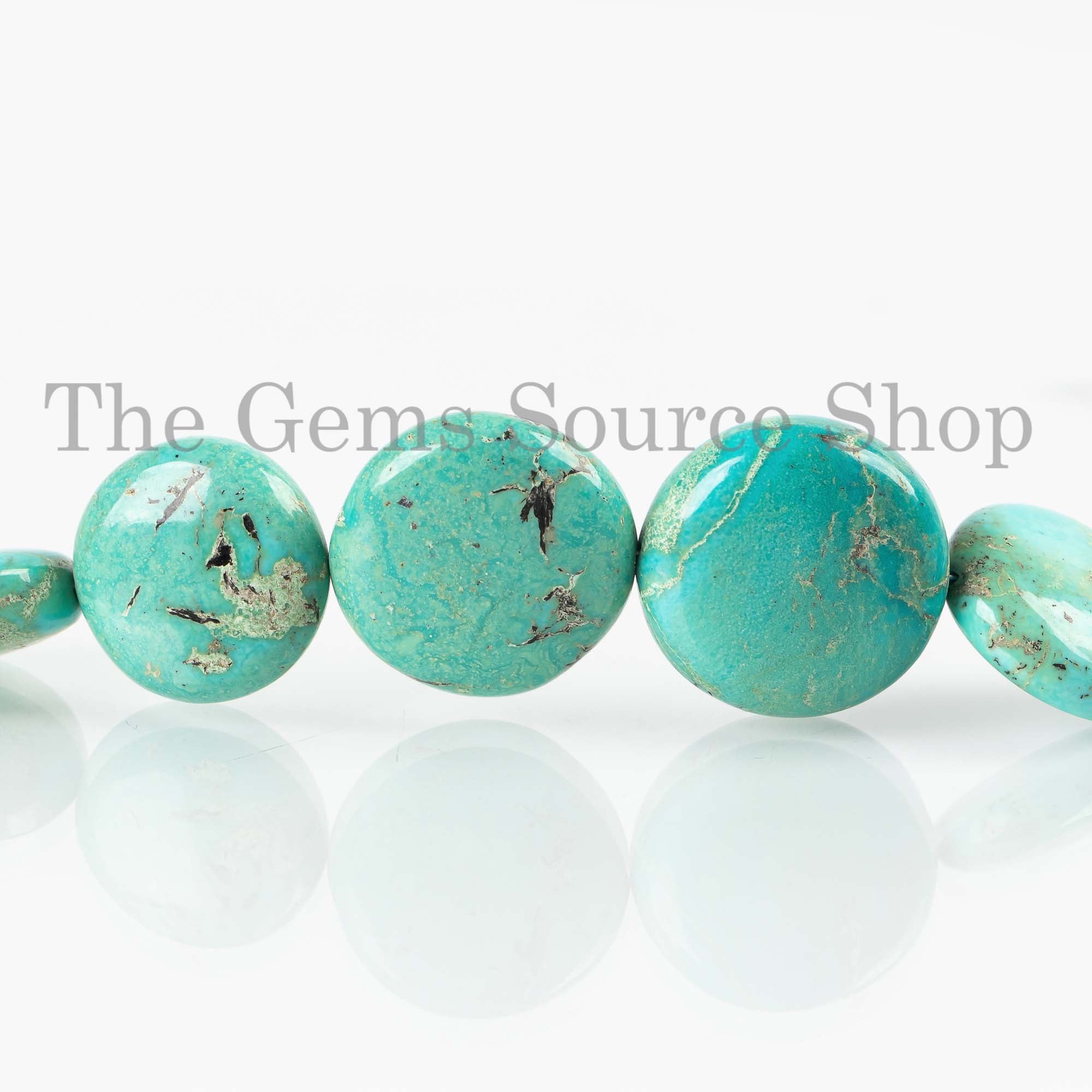 16-25mm Turquoise Smooth Coin Shape Gemstone Beads TGS-4257