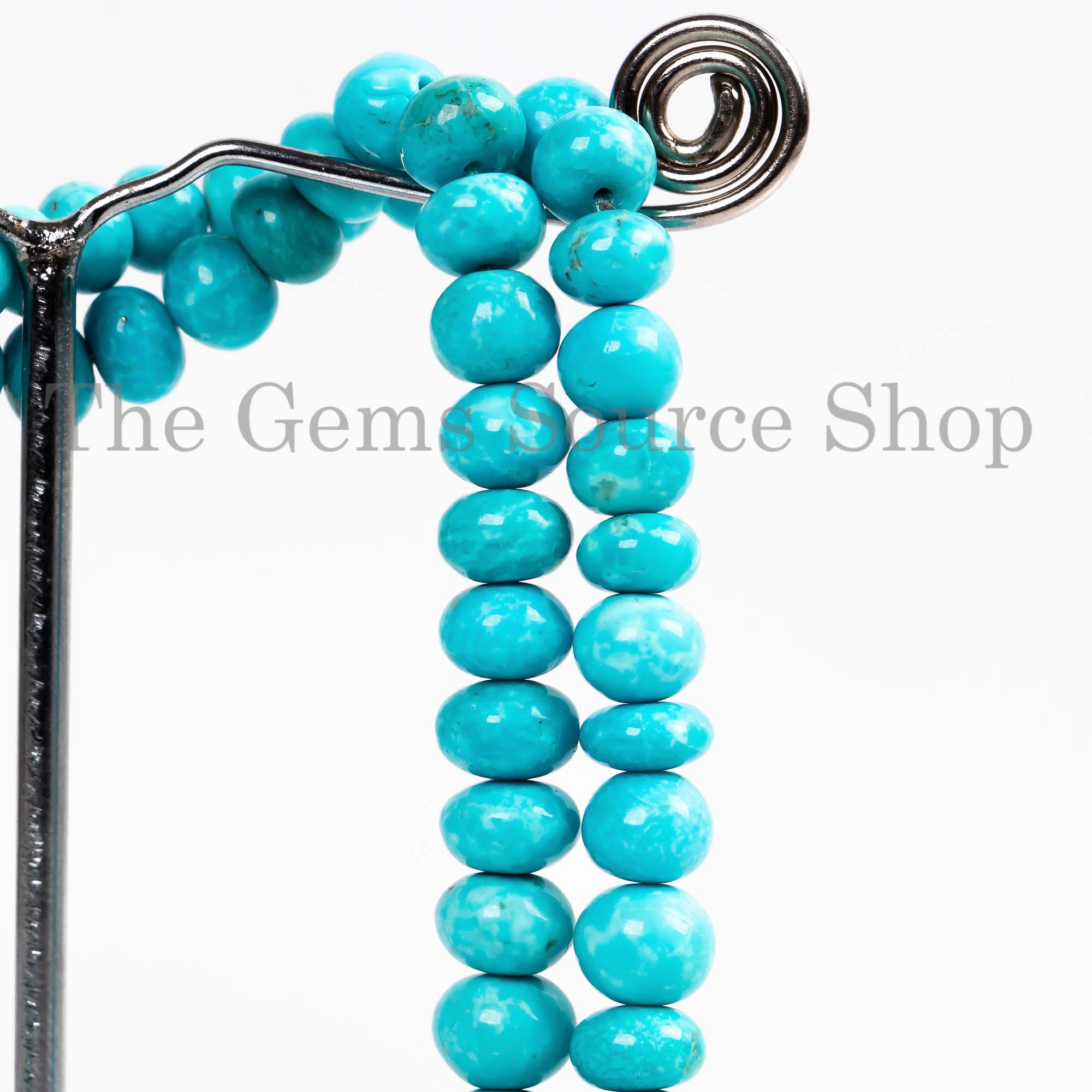 6-11mm Sleeping Beauty Turquoise Smooth Rondelle Necklace, Turquoise Beaded Necklace, Gemstone Layering Necklace, Gift For Her