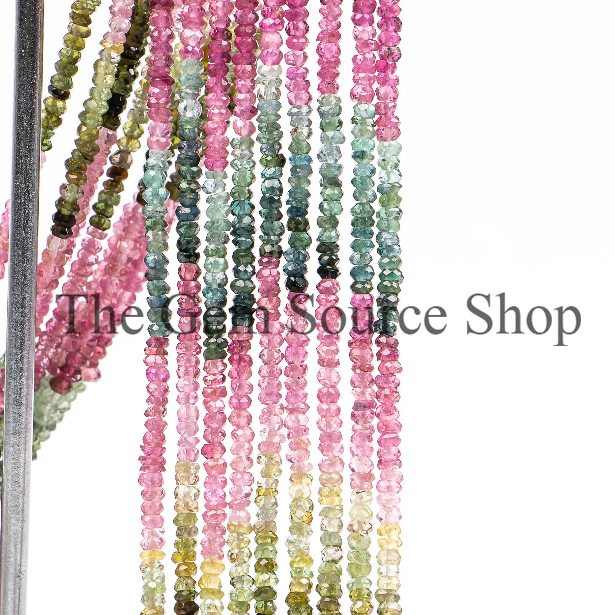Natural Multi Tourmaline Beads, Multi Tourmaline Rondelle Beads, Multi Tourmaline Faceted Beads, Multi Tourmaline Gemstone Beads