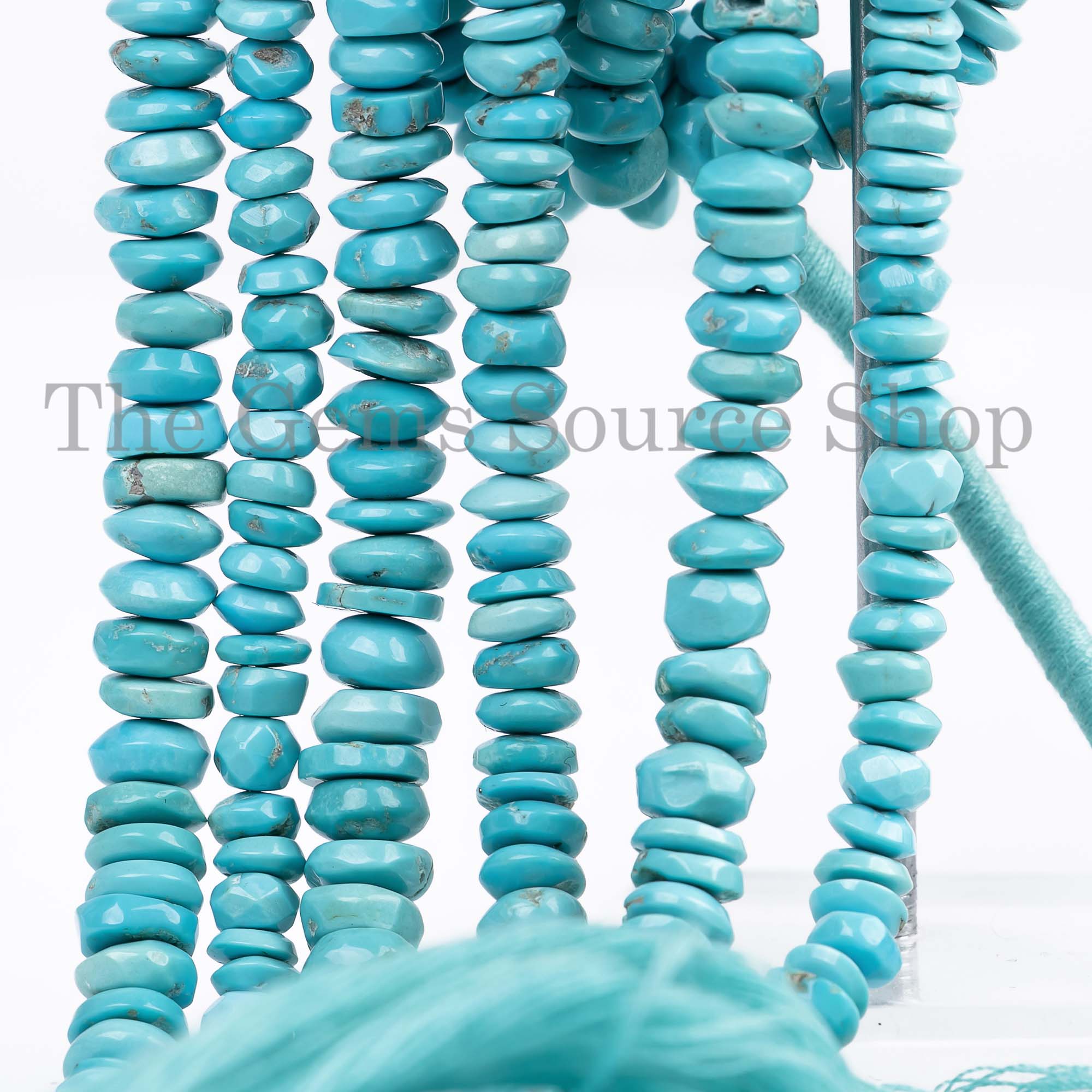 Natural Turquoise Beads, Turquoise Tyre Shape Beads, Turquoise Faceted Beads, Wholesale Beads For Jewelry