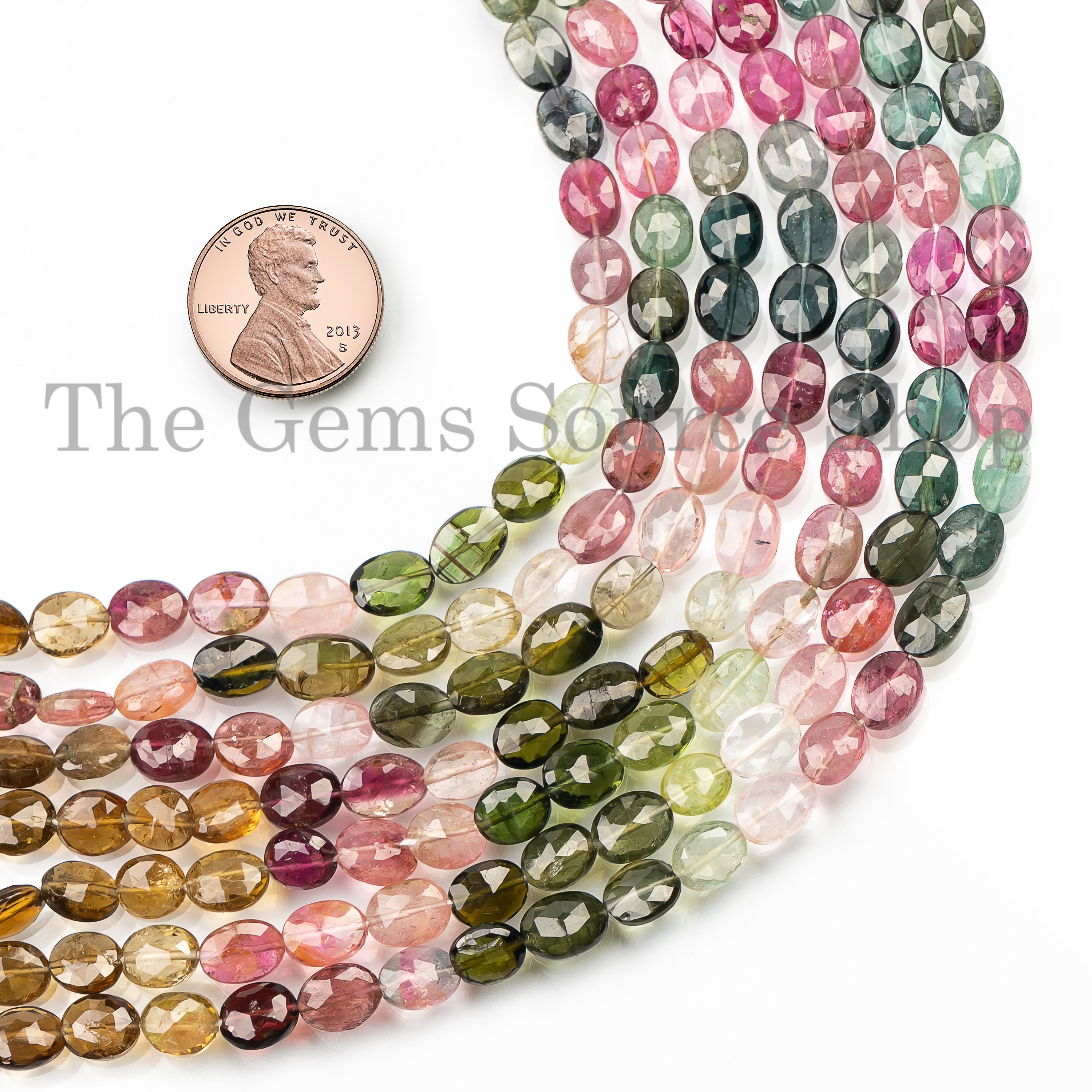 Multi Tourmaline Faceted Oval Shape Gemstone Beads