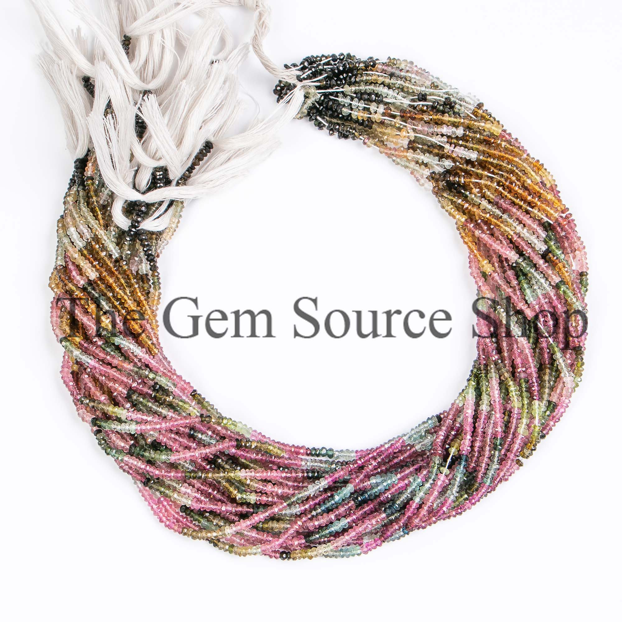 2.9-3mm African Natural Multi Tourmaline Faceted Rondelle Shape 14" Beads Strand