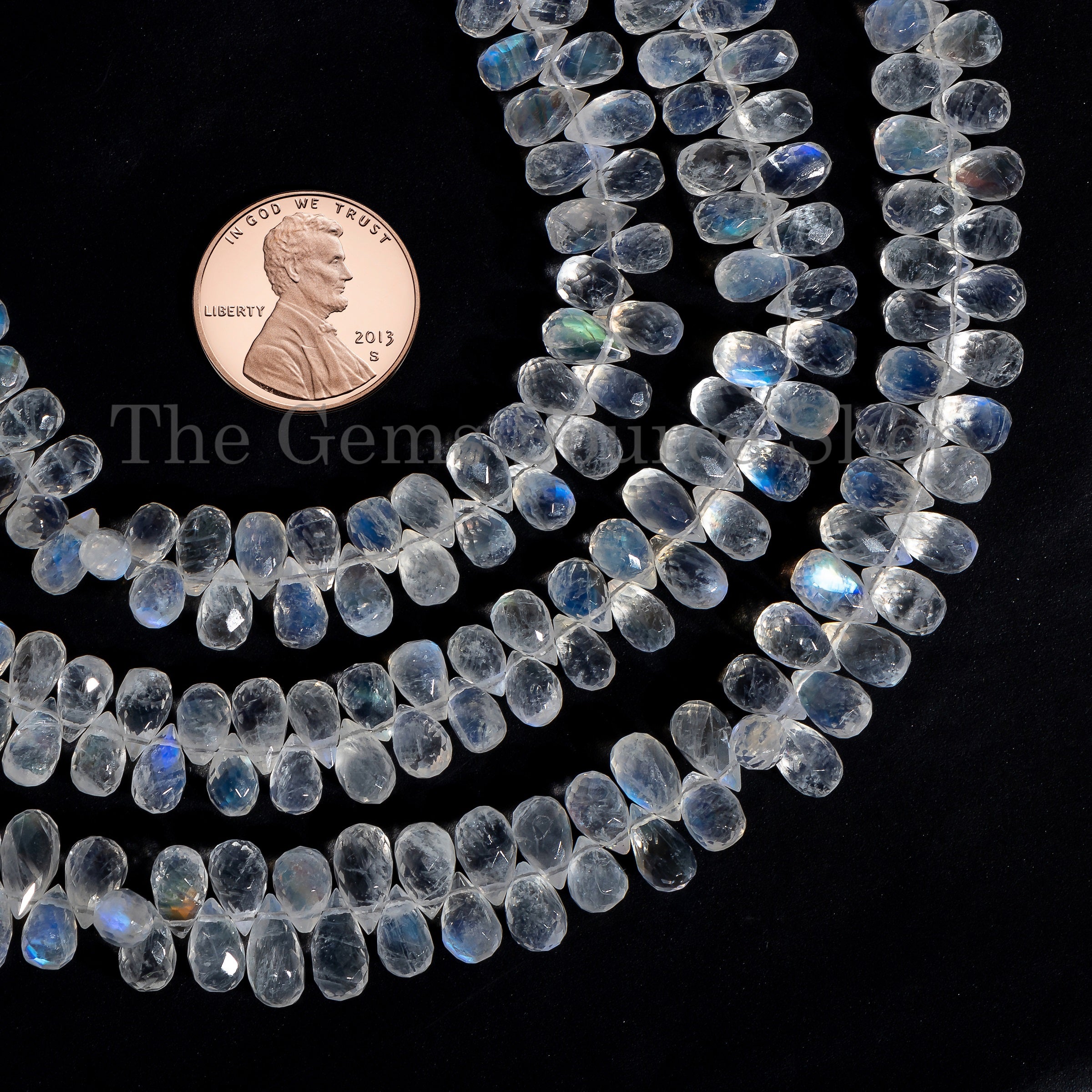 Natural Moonstone Briolette Drops Beads, Loose Moonstone Beads Strand TGS-4546
