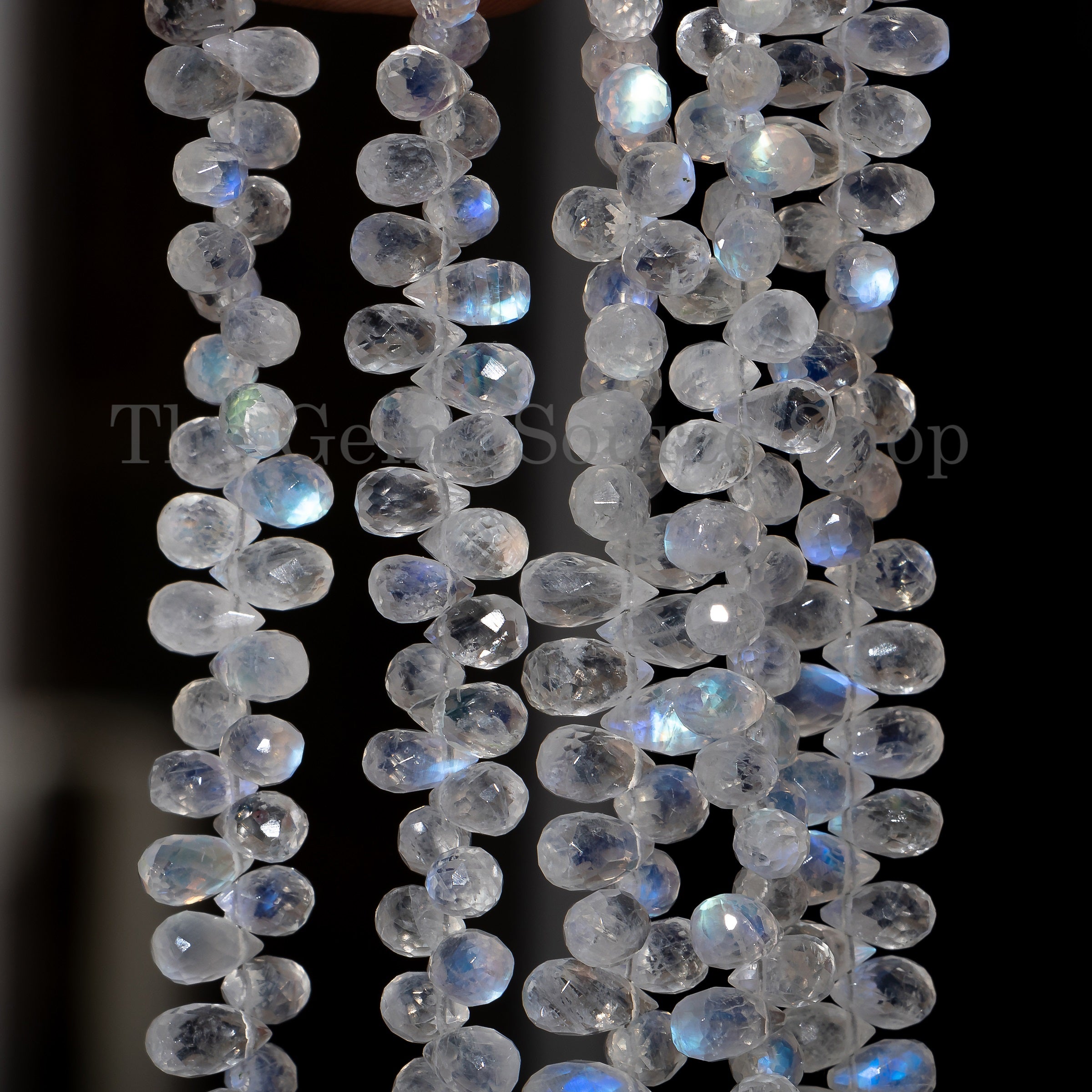 Natural Moonstone Briolette Drops Beads, Loose Moonstone Beads Strand TGS-4546