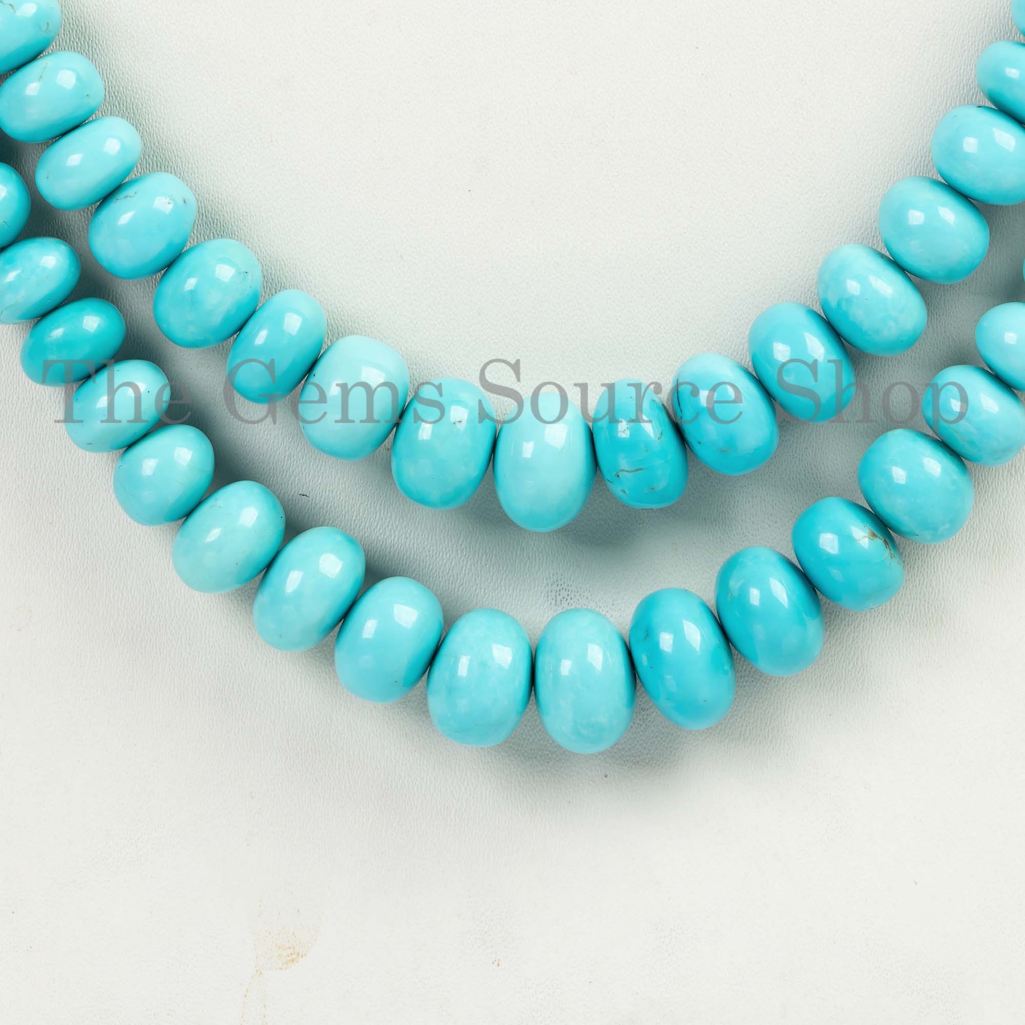 5.5-12mm Turquoise Smooth Necklace, Turquoise Rondelle Necklace, Turquoise Beaded Necklace, Turquoise Jewelry, Christmas Gifts, Gift For Her