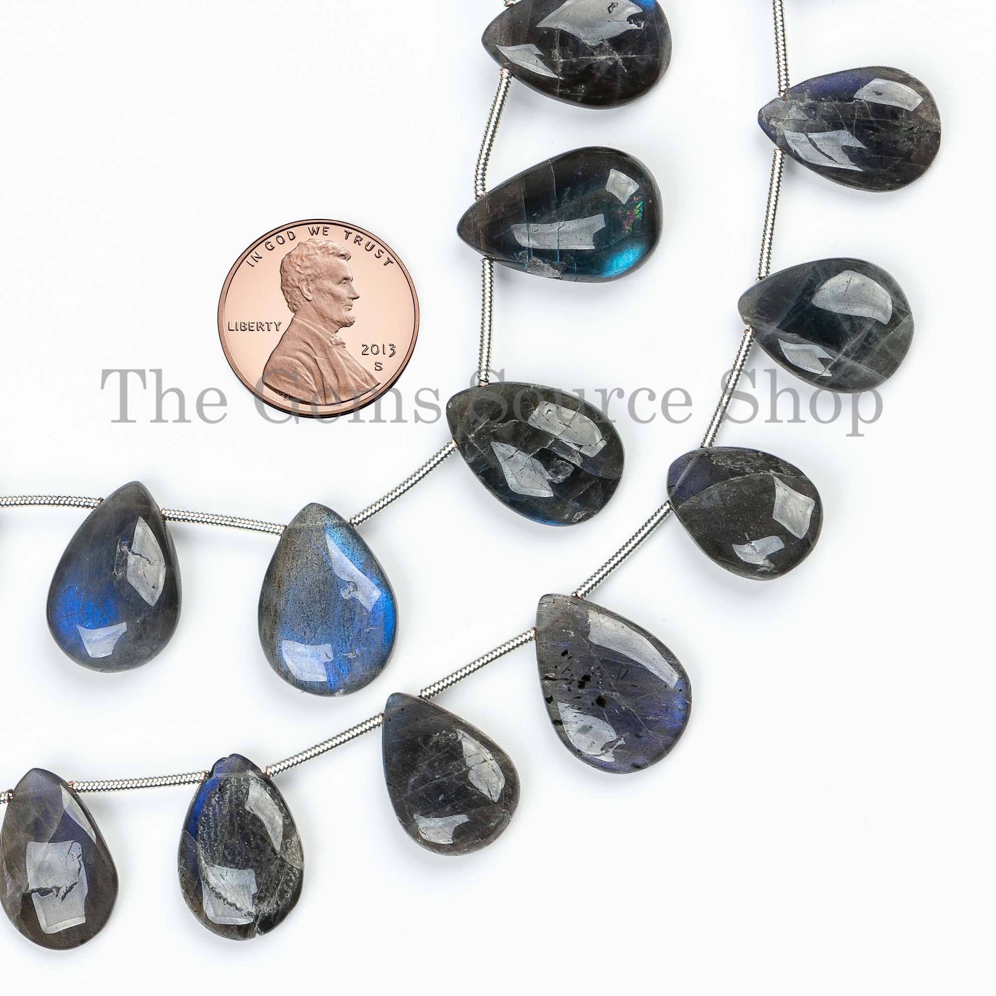 Genuine Labradorite Smooth Pear Shape 10x14-12x18mm Gemstone Craft Beads 8" Strand