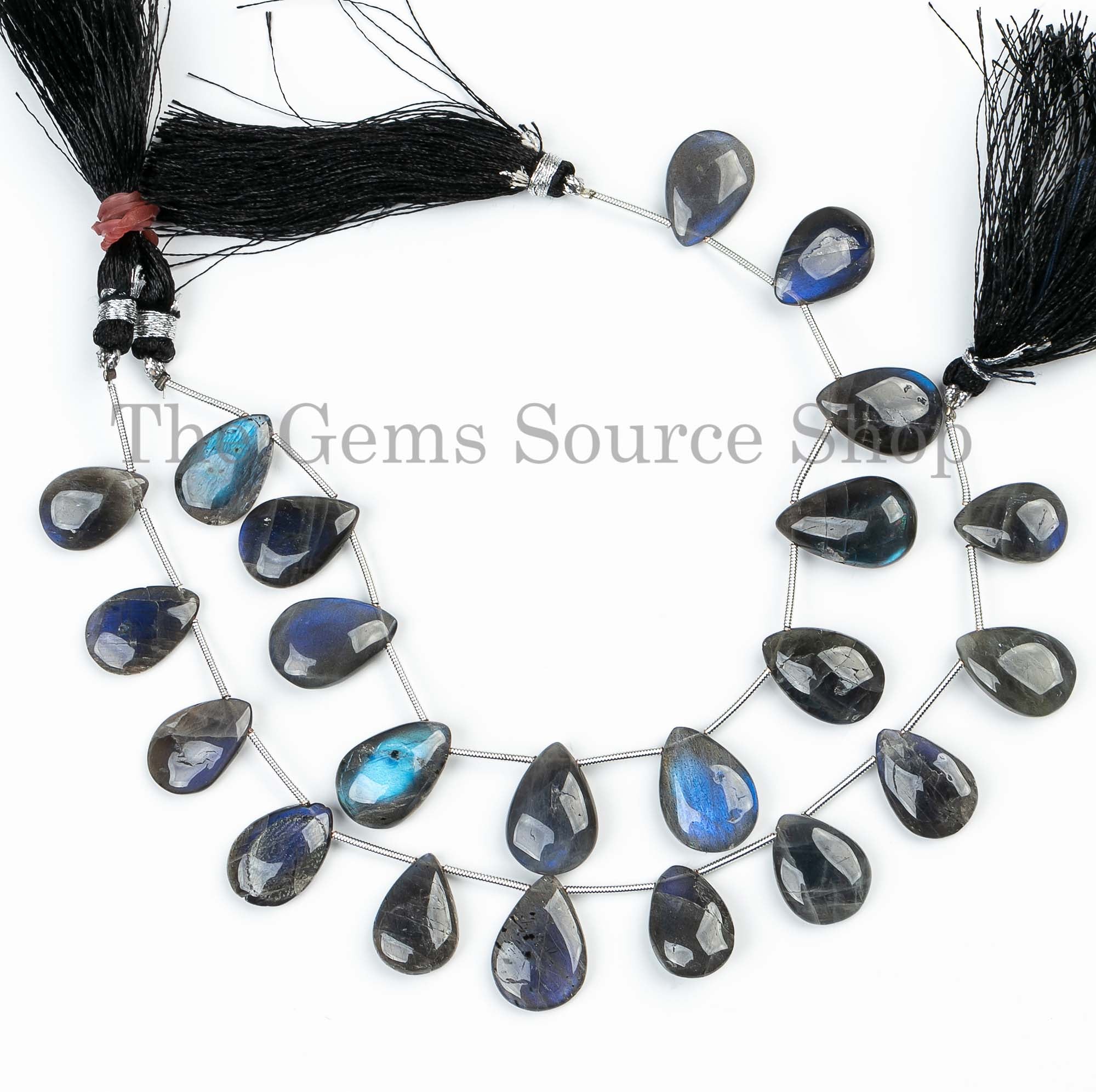Genuine Labradorite Smooth Pear Shape 10x14-12x18mm Gemstone Craft Beads 8" Strand