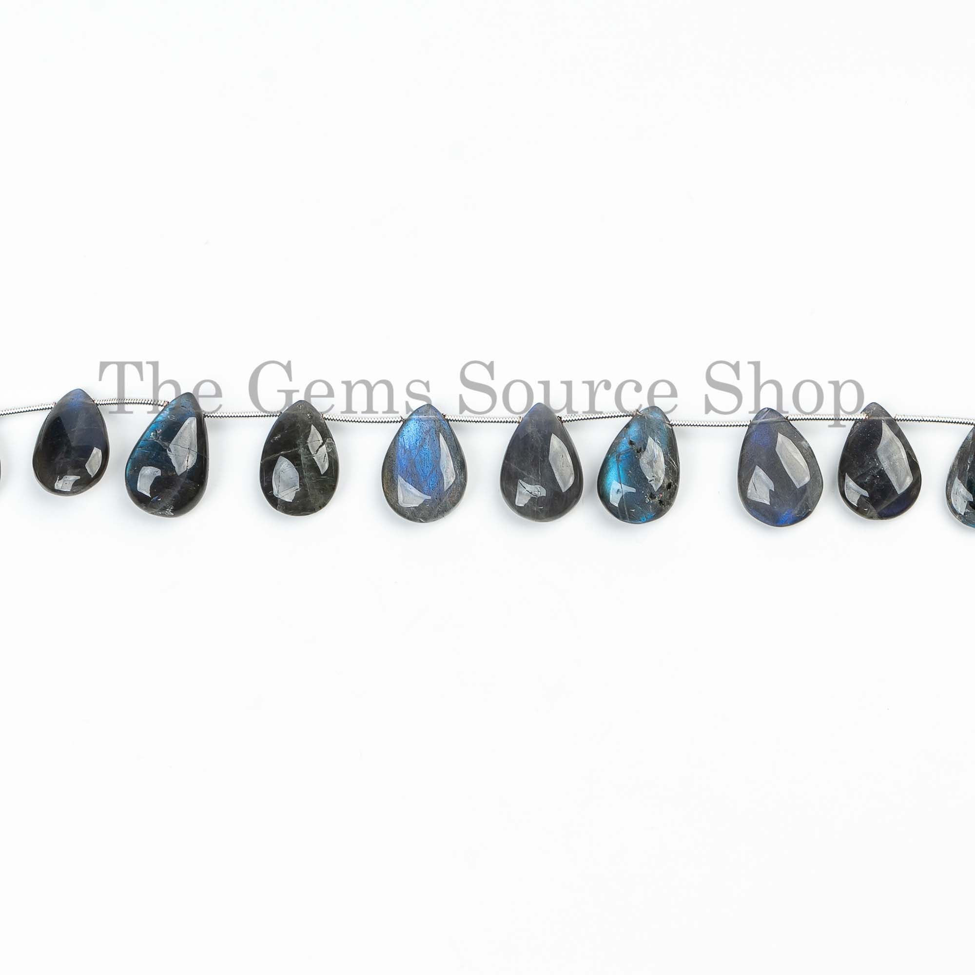Genuine Labradorite Smooth Pear Shape 10x14-12x18mm Gemstone Craft Beads 8" Strand