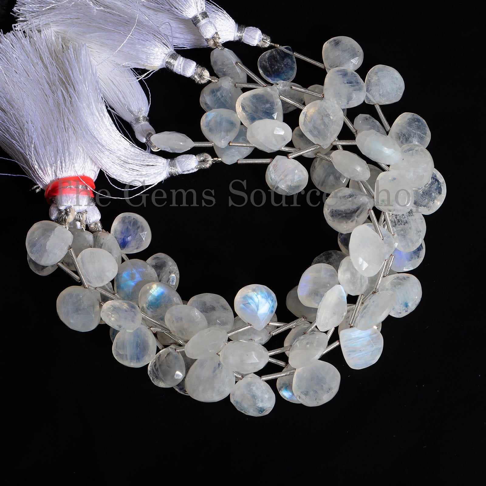 Natural Rainbow Moonstone Faceted Heart Beads, Briolette Moonstone Strand TGS-4545