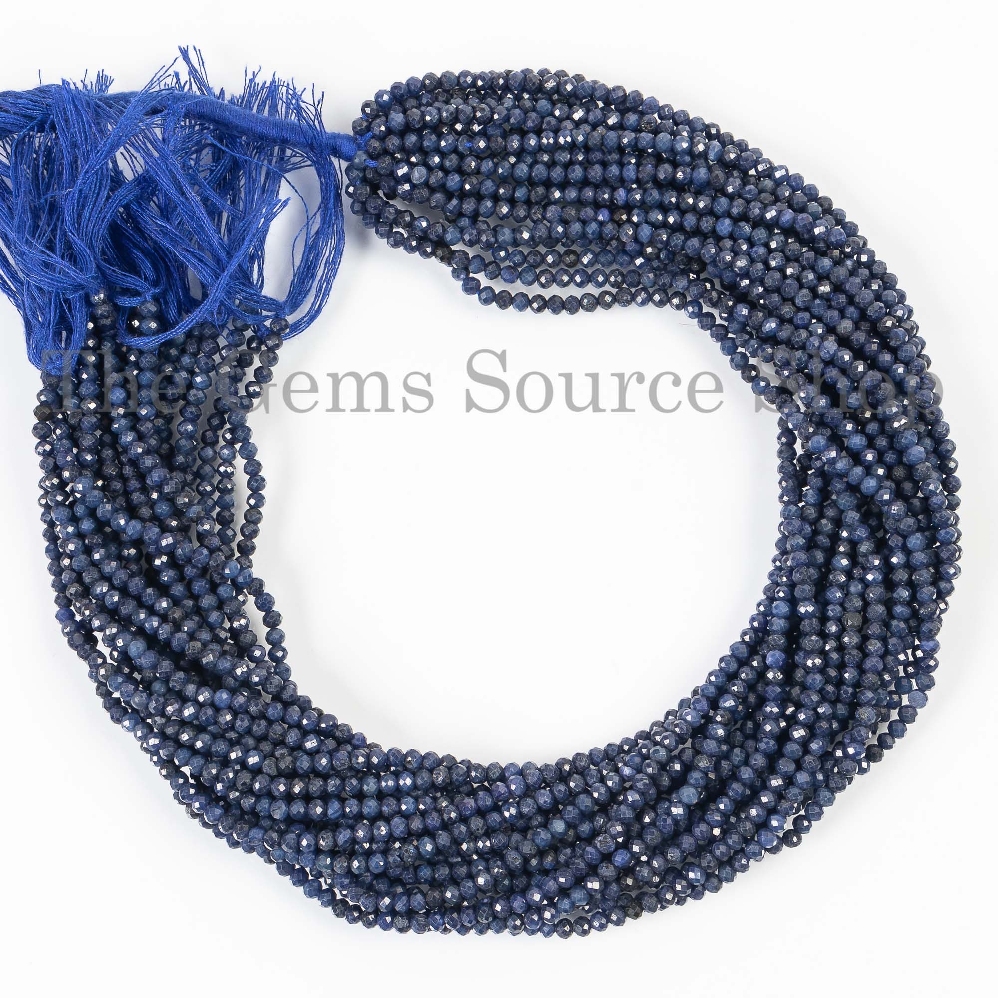 3-3.5mm Blue Sapphire Faceted Rondelle Beads, Sapphire Gemstone Beads, Sapphire Rondelle Beads, Jewelry Beads, Sapphire Beads
