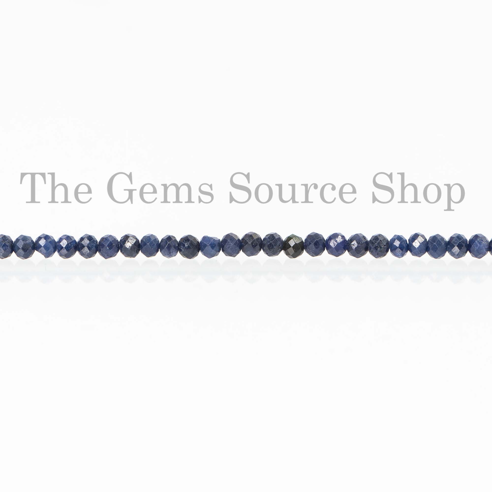 3-3.5mm Blue Sapphire Faceted Rondelle Beads, Sapphire Gemstone Beads, Sapphire Rondelle Beads, Jewelry Beads, Sapphire Beads