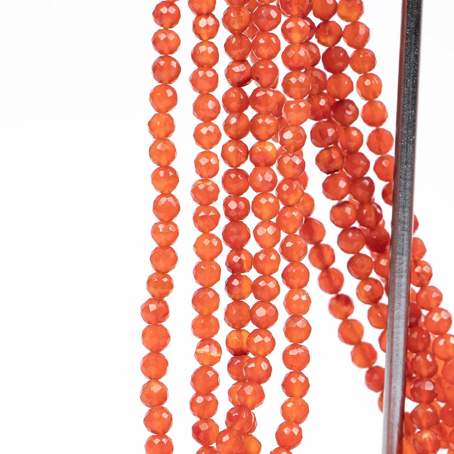 Carnelian Faceted Round Shape Gemstone Beads