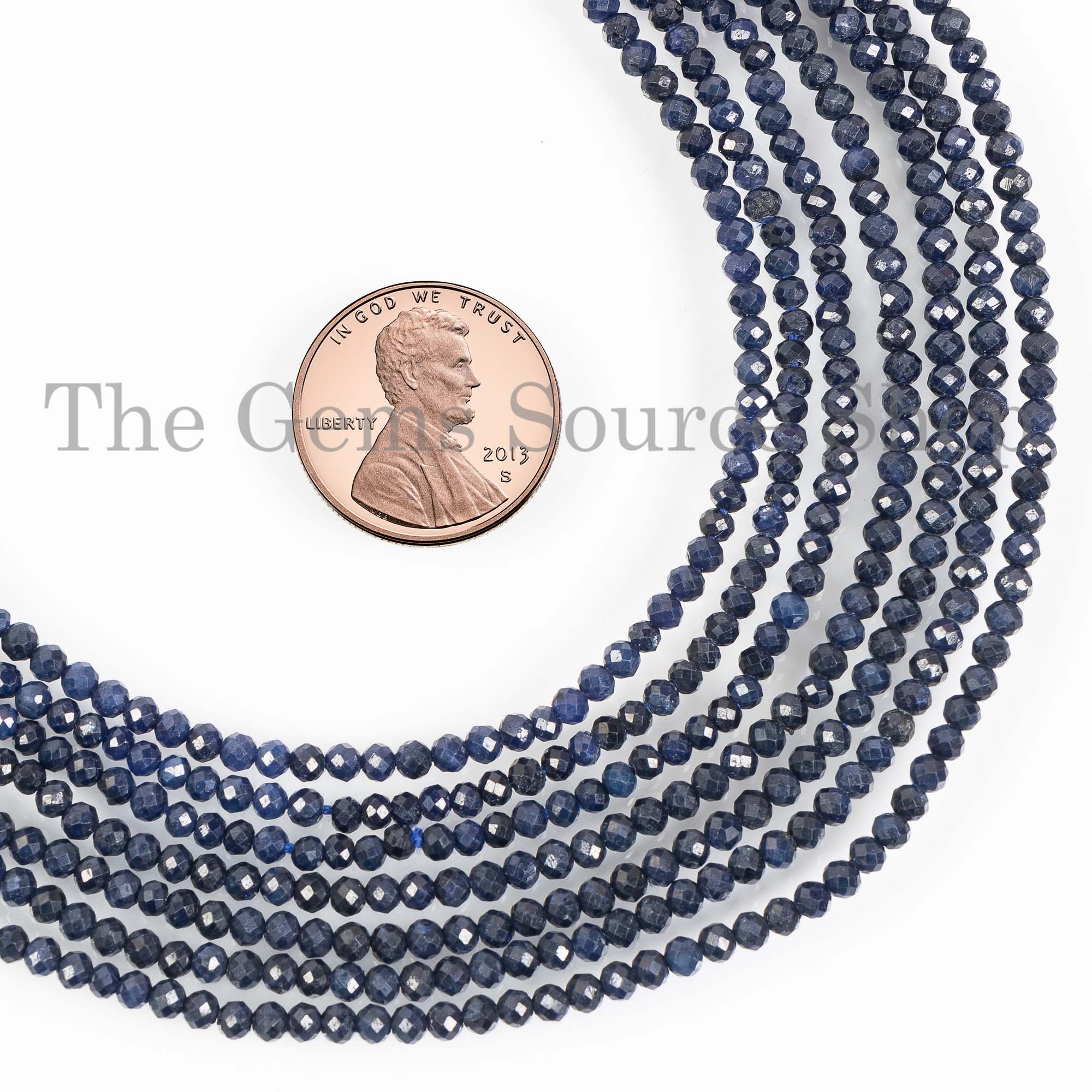 Blue Sapphire 2.5-3mm Rondelle Beads, Sapphire Faceted Beads, Sapphire Beads, Blue Sapphire Gemstone, Jewelry Making Beads, Wholesale