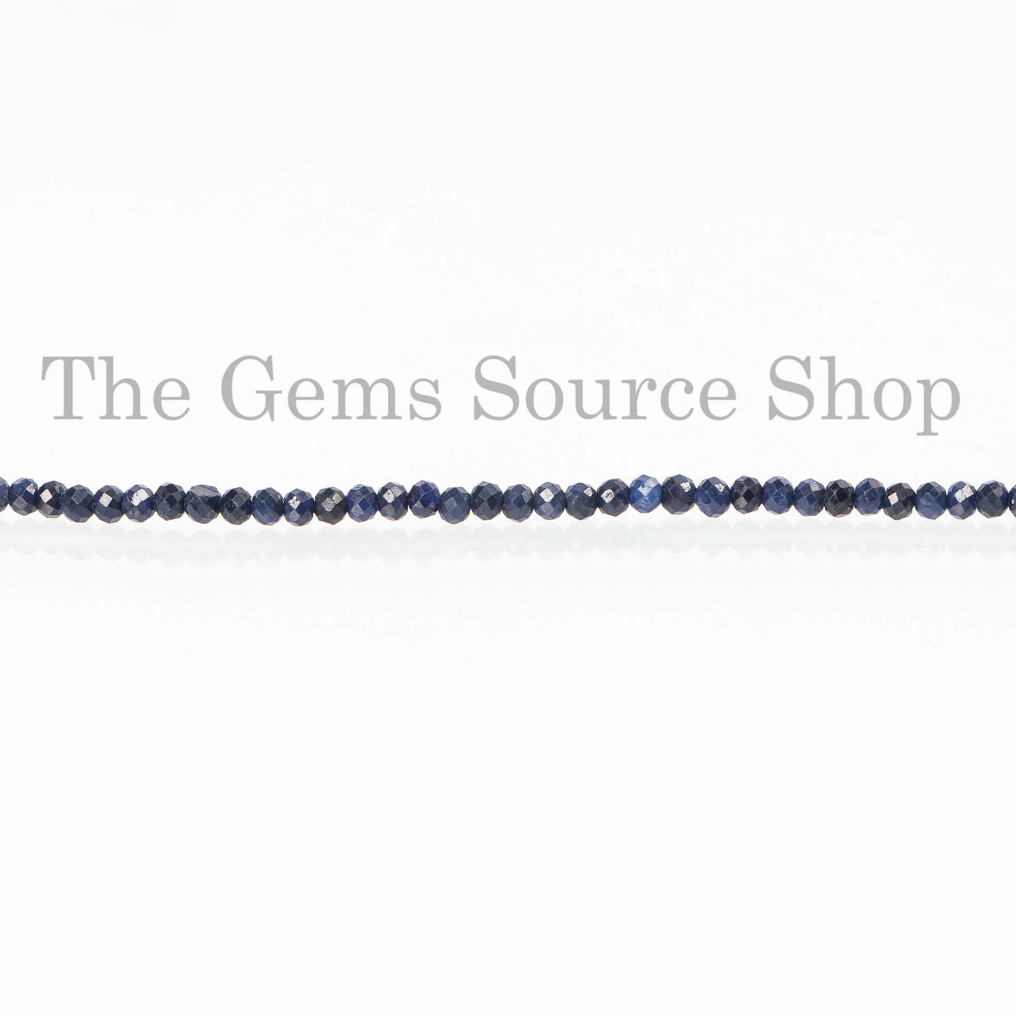 Blue Sapphire 2.5-3mm Rondelle Beads, Sapphire Faceted Beads, Sapphire Beads, Blue Sapphire Gemstone, Jewelry Making Beads, Wholesale