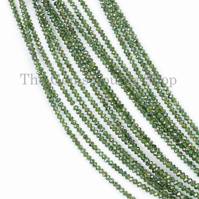 Extremely Rare Moldavite Color Diamond Beads, Diamond Faceted Beads, Diamond Rondelle Beads