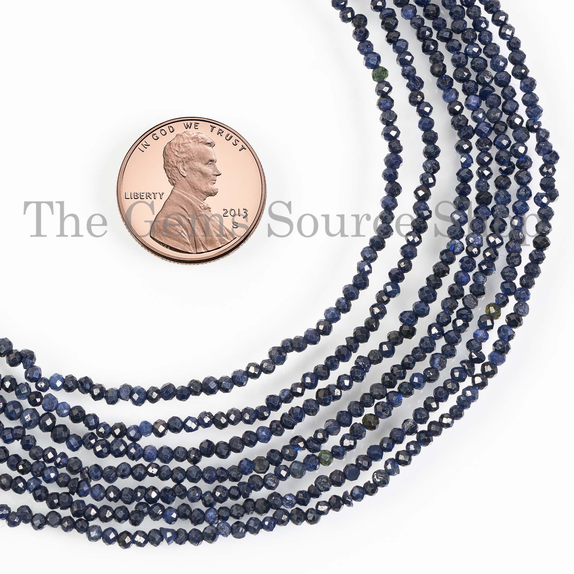Blue Sapphire Beads, 2-2.5mm Rondelle Beads, Sapphire Faceted Beads, Sapphire Beads, Blue Sapphire Gemstone, Beads For Jewelry