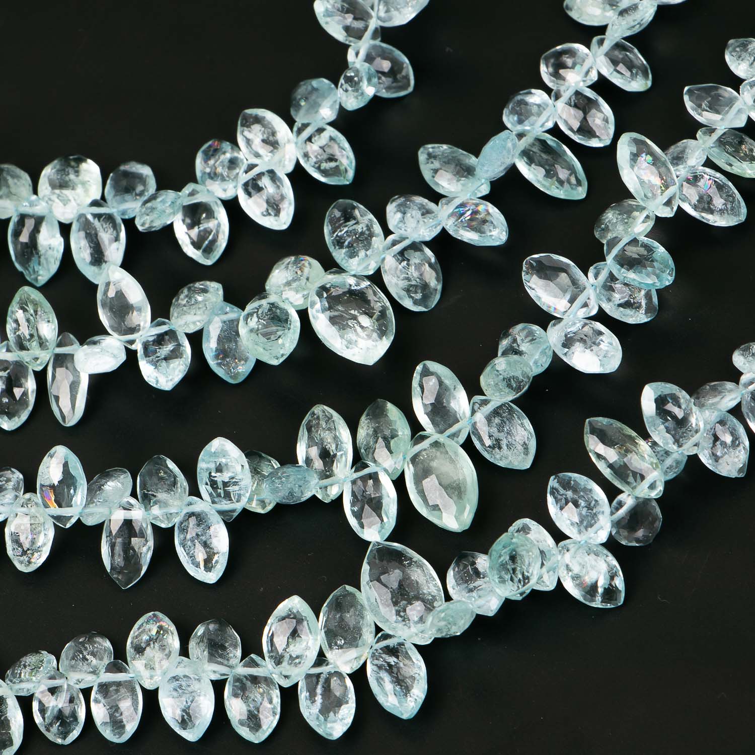 4X8-5X10mm Natural Aquamarine Faceted Marquise Shape Gemstone Beads