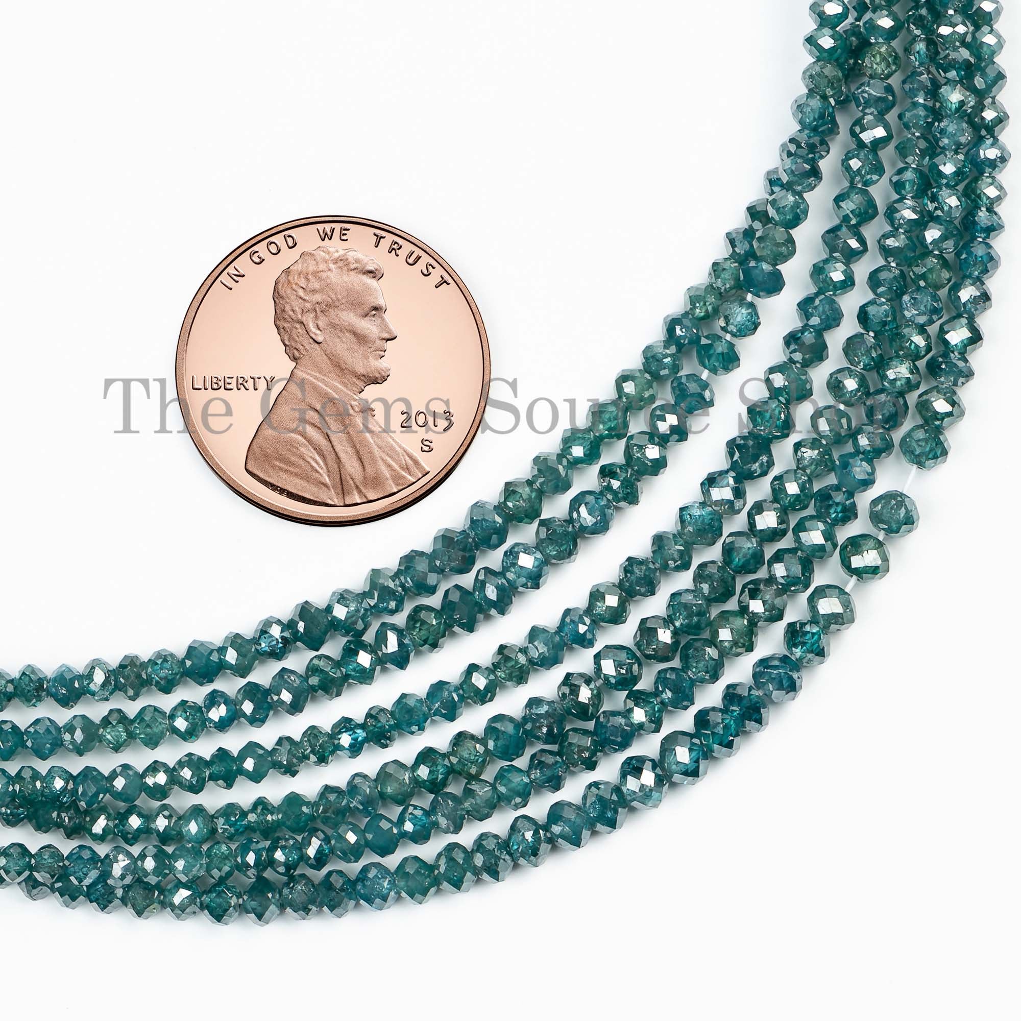 Top Quality Natural Blue Diamond Beads, Diamond Faceted Beads, Diamond Rondelle Shape Beads
