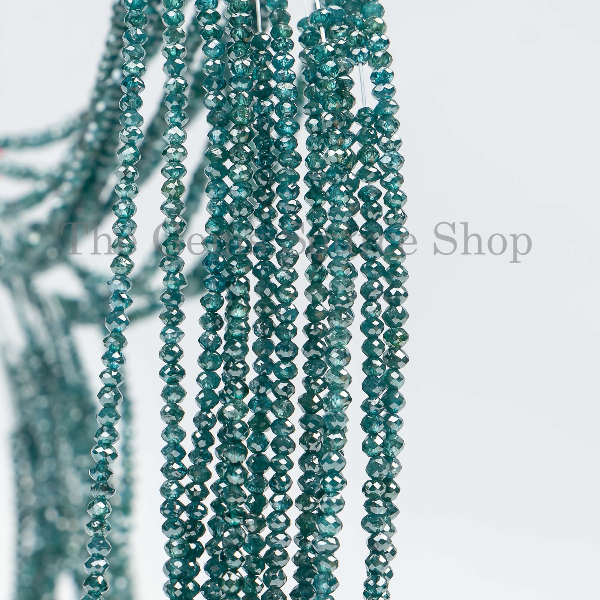 Top Quality Natural Blue Diamond Beads, Diamond Faceted Beads, Diamond Rondelle Shape Beads