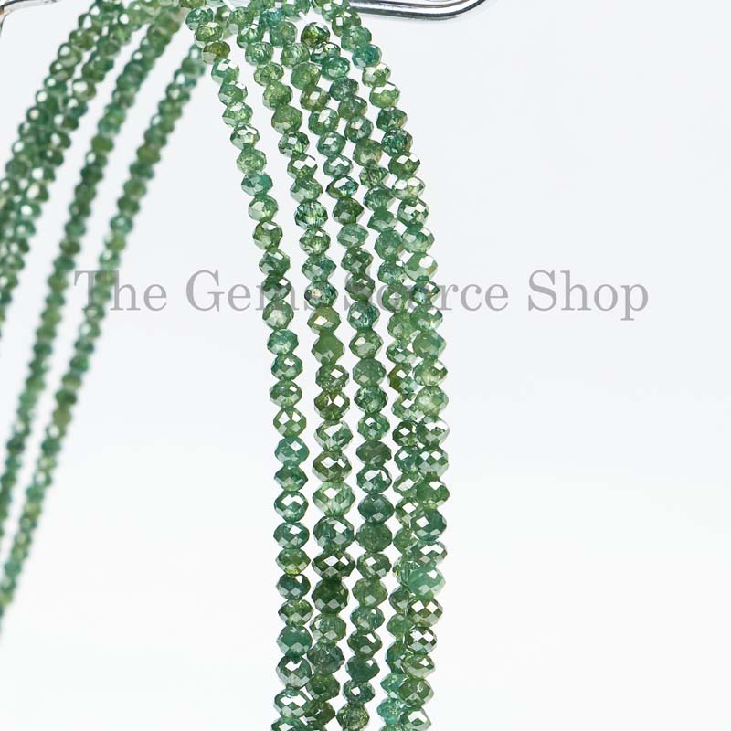 Top Quality Green Diamond Beads, Faceted Diamond Beads, Diamond Rondelle Beads, Diamond Beads For Jewelry Making
