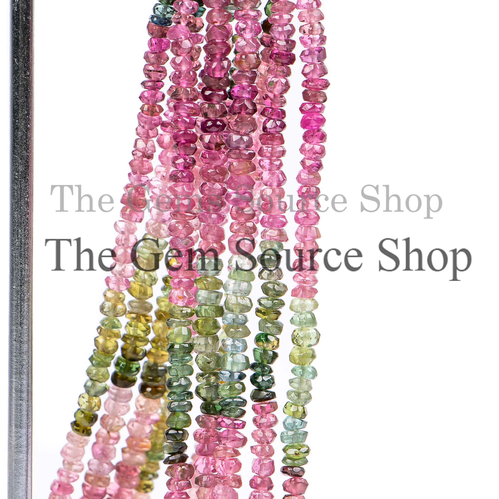 Multi Tourmaline Beads, Tourmaline Faceted Beads, Tourmaline Rondelle Beads, Faceted Rondelle Beads