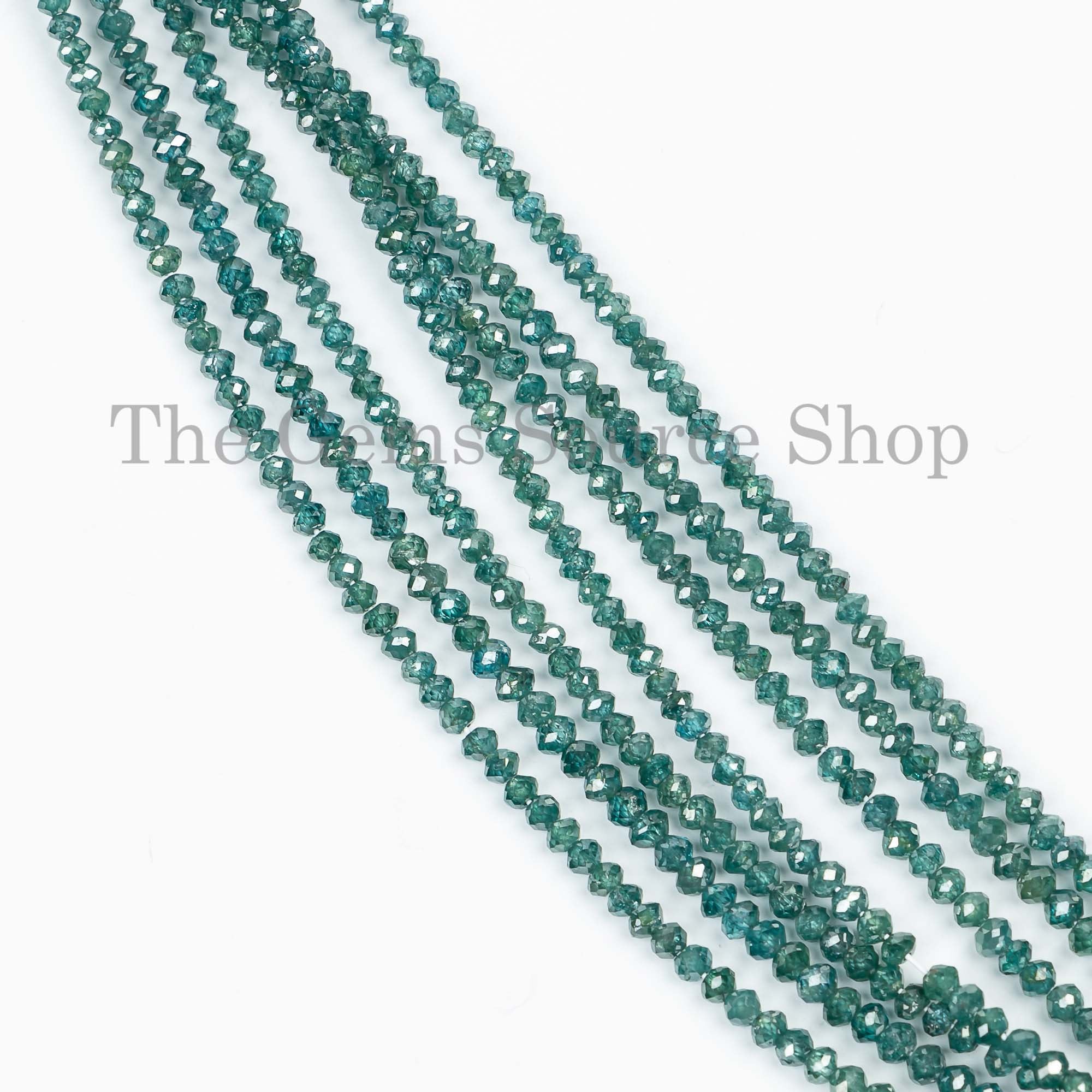 Natural Light Blue Diamond Beads, Diamond Faceted Beads, Diamond Rondelle Shape Beads