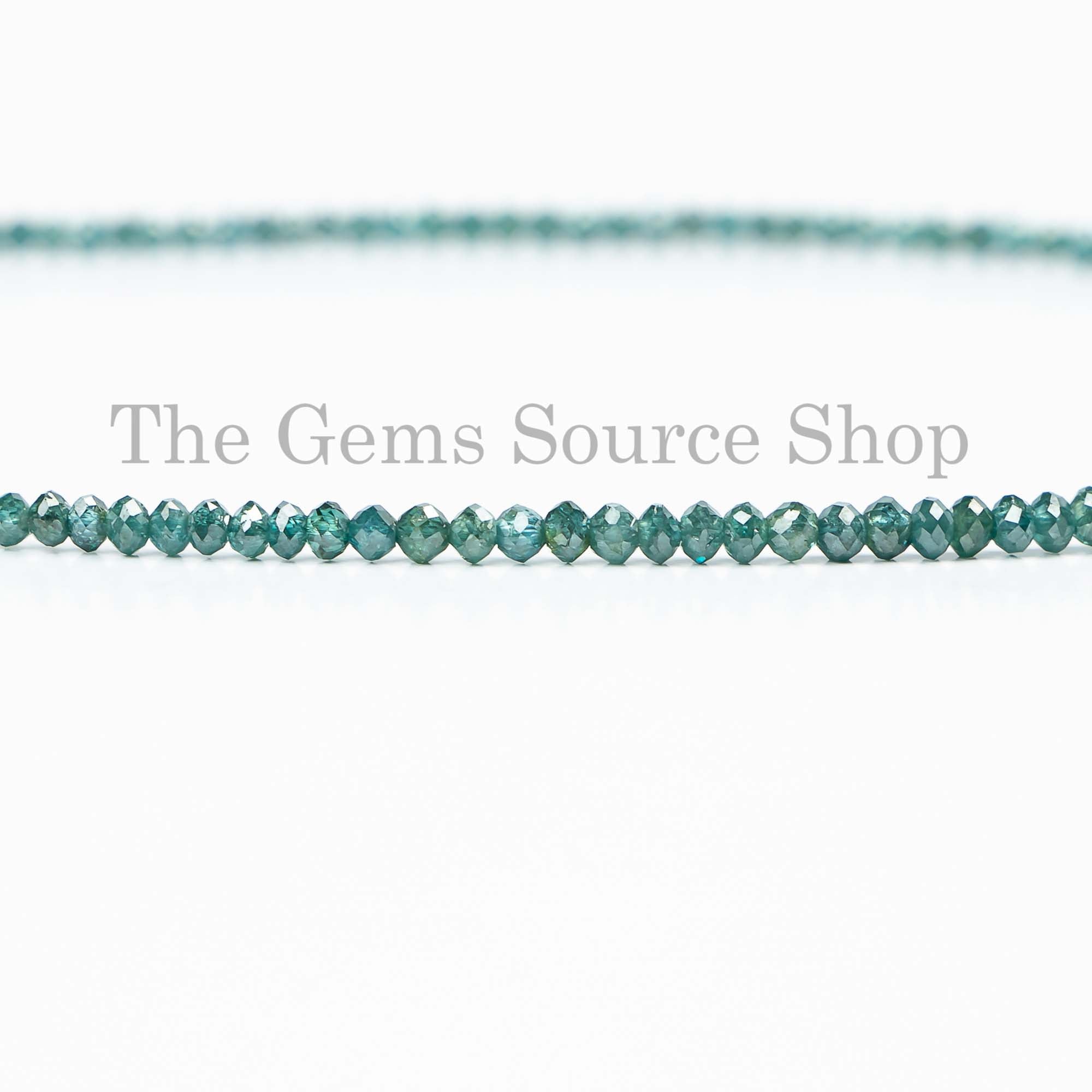 Natural Light Blue Diamond Beads, Diamond Faceted Beads, Diamond Rondelle Shape Beads