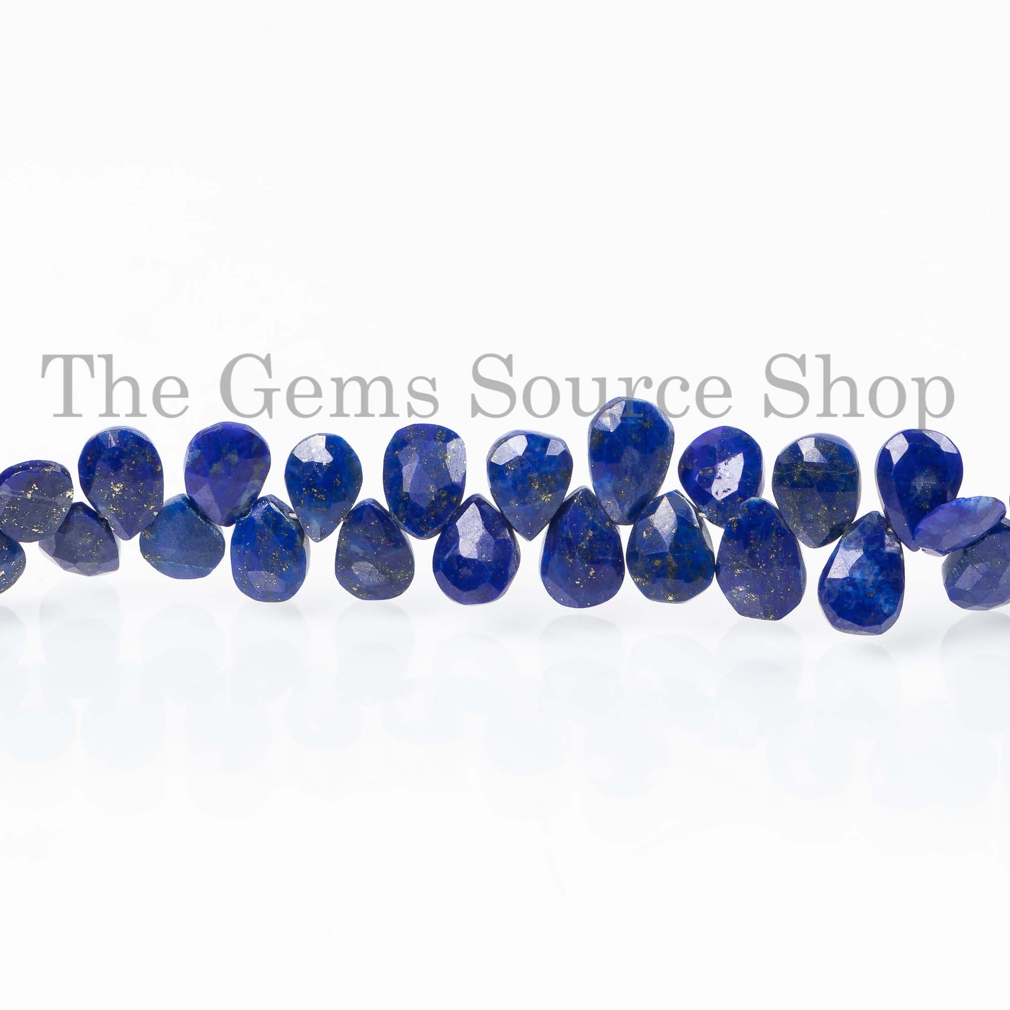 8"-4x5-5x7mm Natural Afghanistan Lapis Lazuli Faceted Pear Briolette Beads Strand