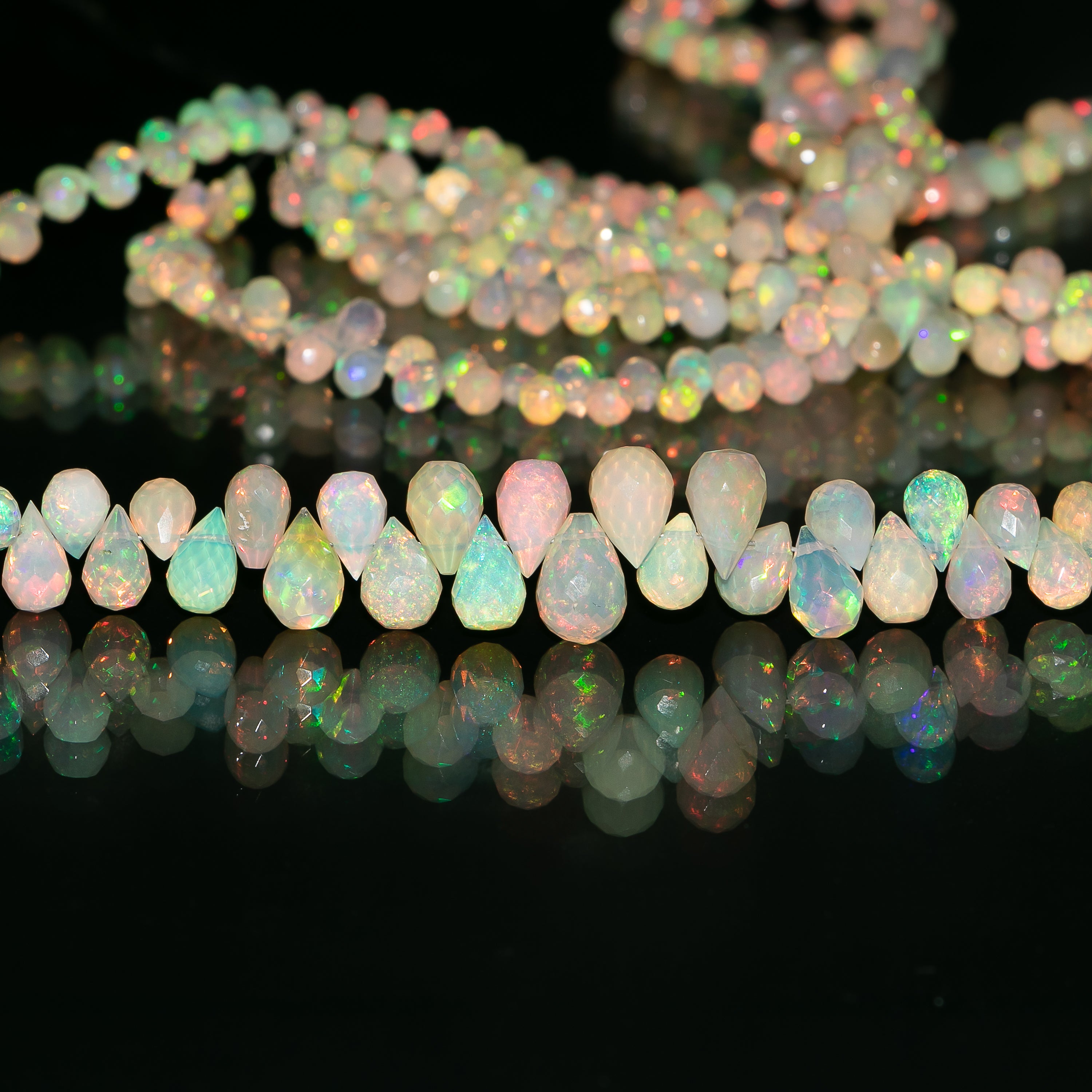 Top Quality Natural Ethiopian Opal Beads, Faceted Teardrop Beads, Loose Opal Beads