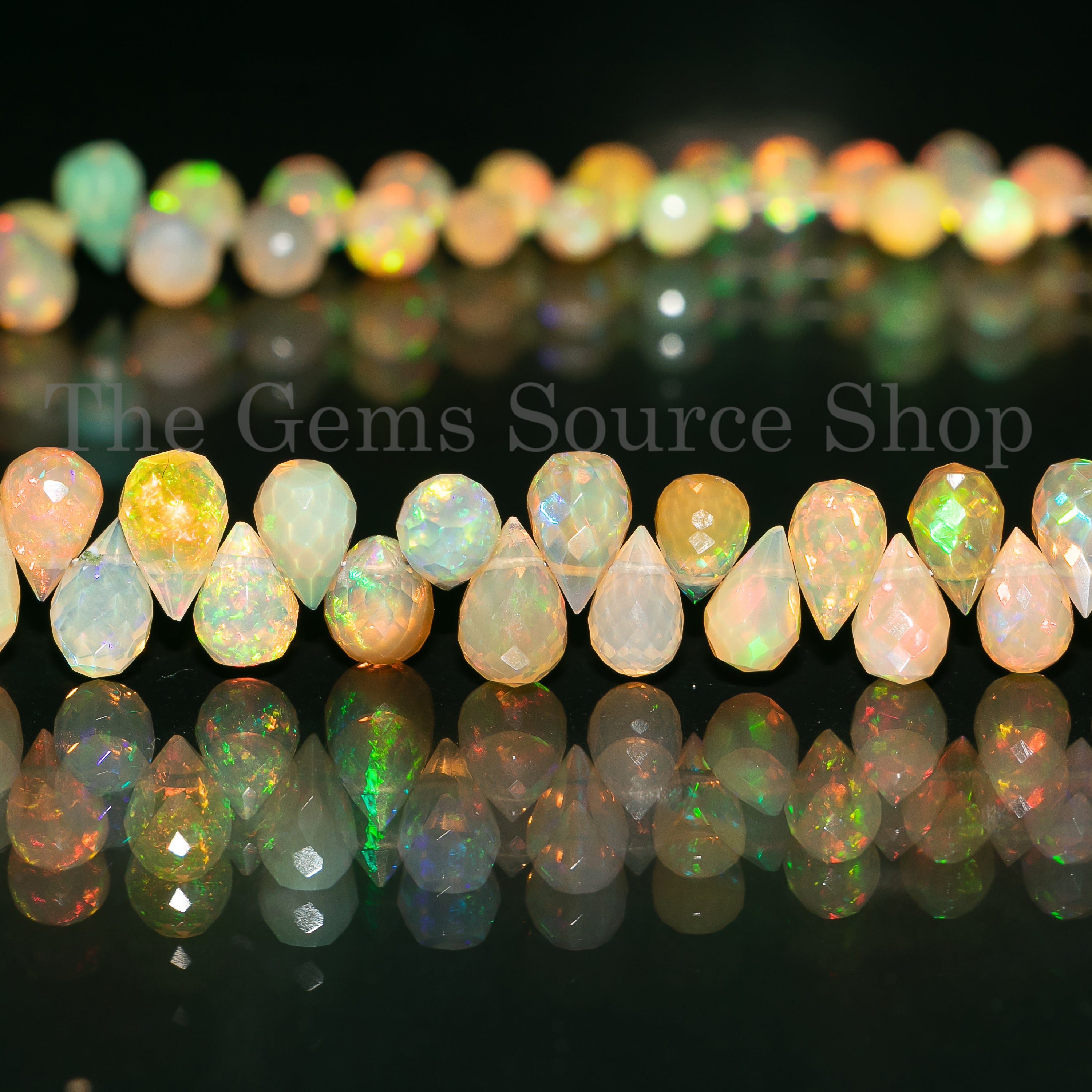 Ethiopian Opal Beads, 3.5x5.5-6x9mm Ethiopian Opal Tear Drop Beads, Opal Faceted Drop Beads, Opal Beads, Ethiopian Beads, Faceted Beads
