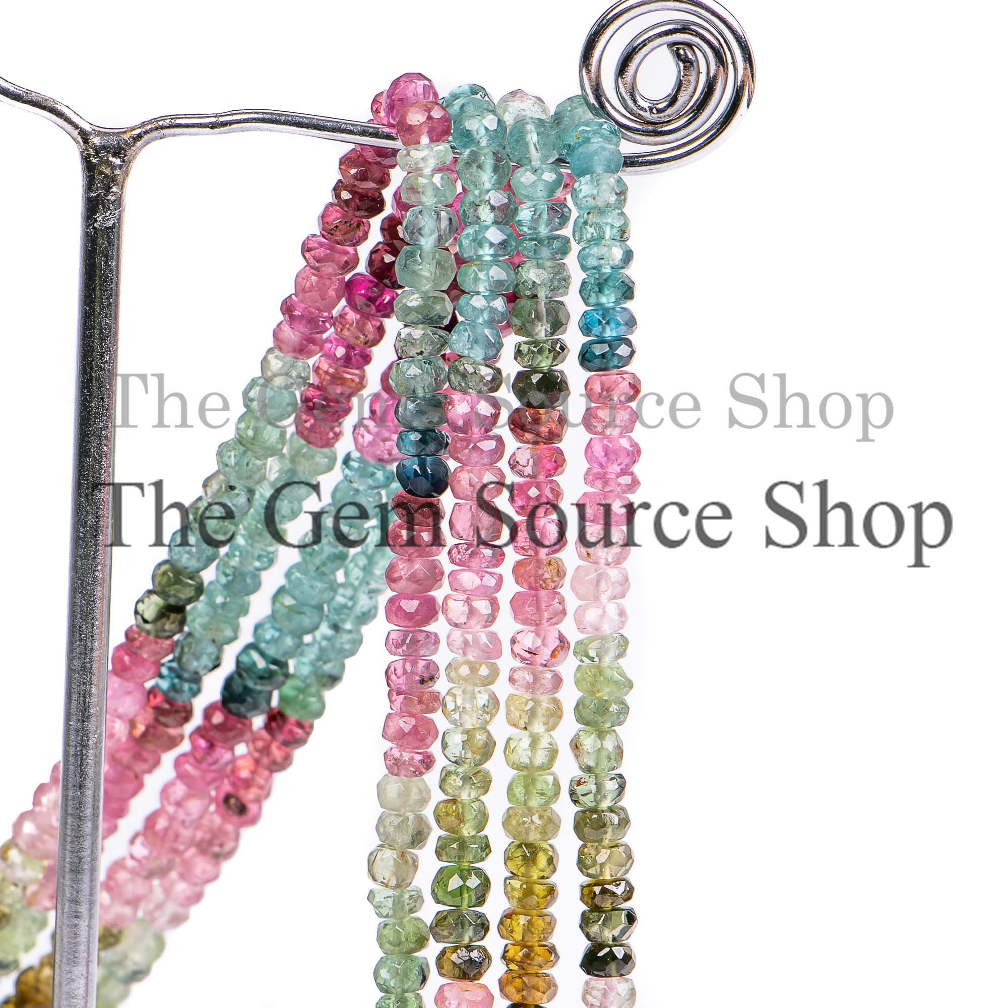 3.50-4mm Tourmaline Beads, Multi Tourmaline Faceted Beads, Tourmaline Rondelle Shape Beads