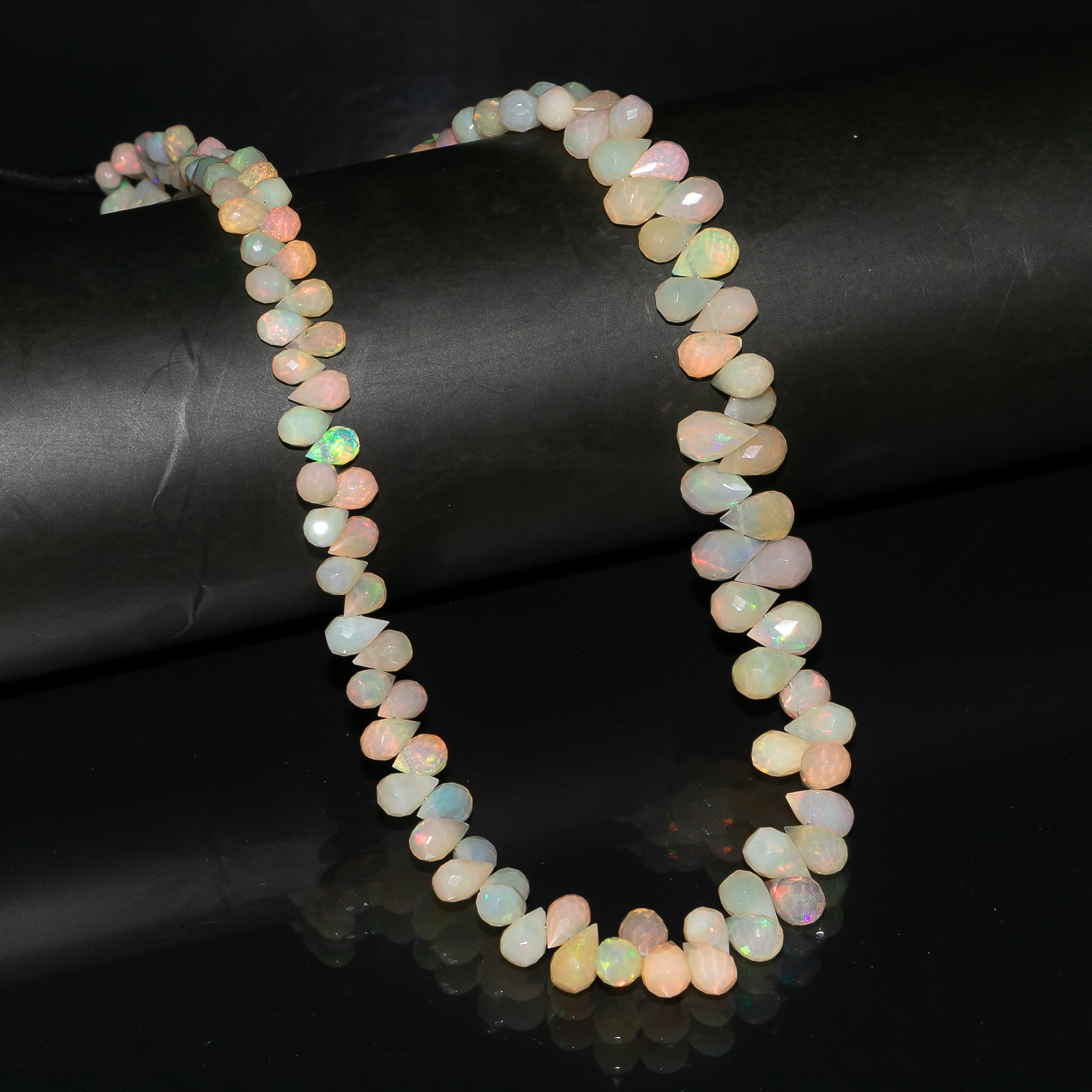 Natural Ethiopian Opal Briolette Drops, Loose Opal Beads For Jewelry, Gemstone Beads
