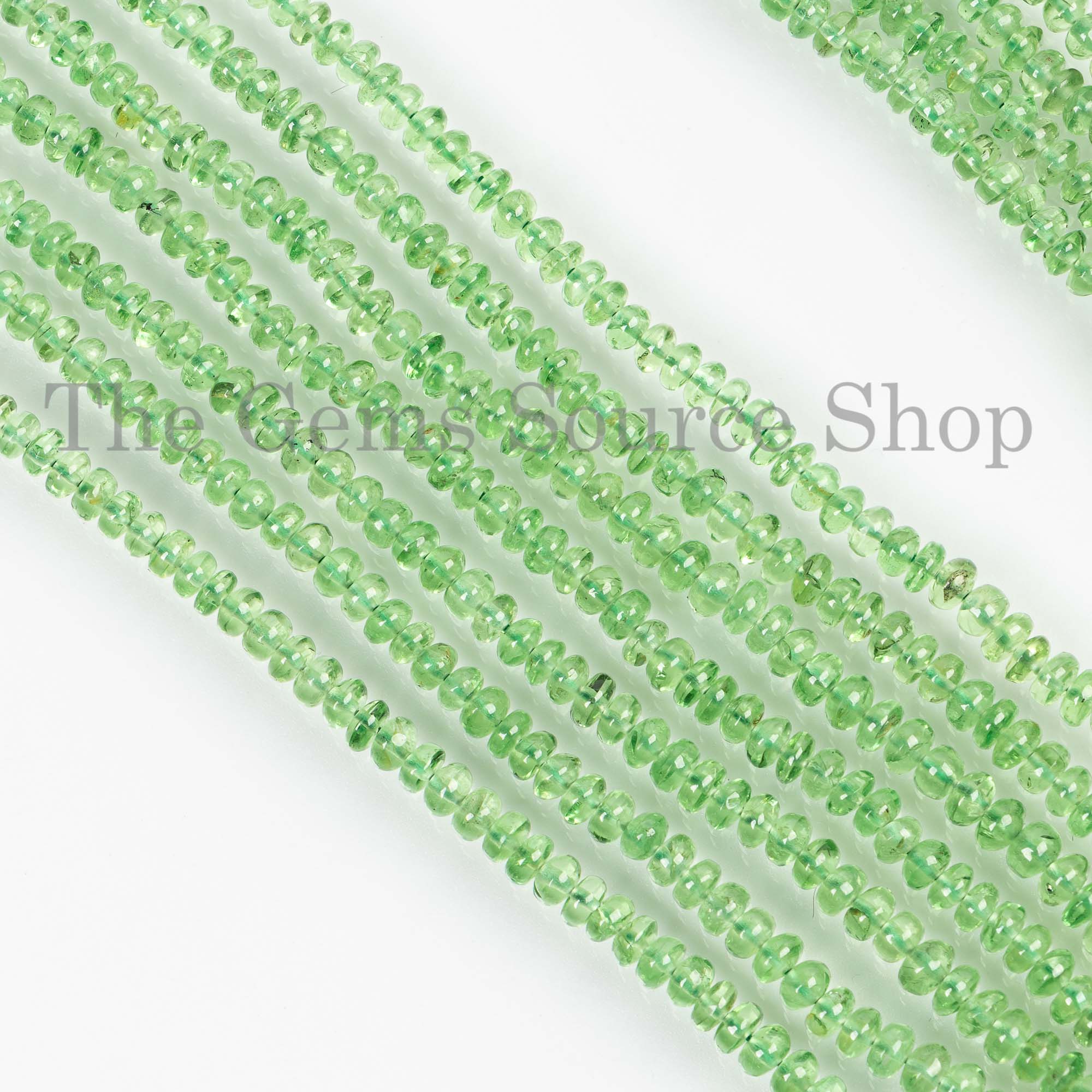 High Quality Tsavorite Rondelle Beads, 3-5mm Tsavorite Beads, Tsavorite Plain Rondelle Beads, Tsavorite Smooth Beads, Beads For Jewelry