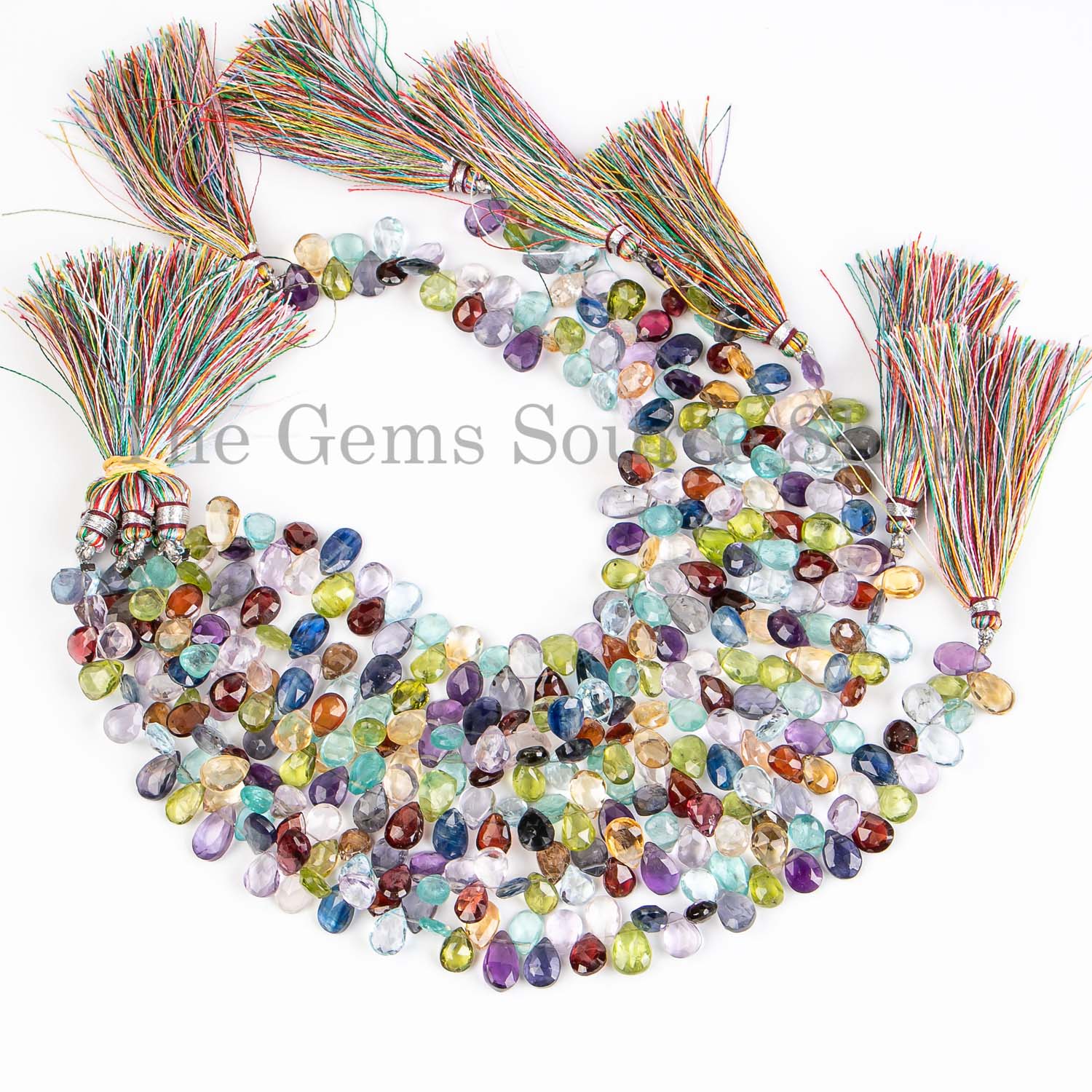 Multi Gemstone Faceted Pear Shape Beads