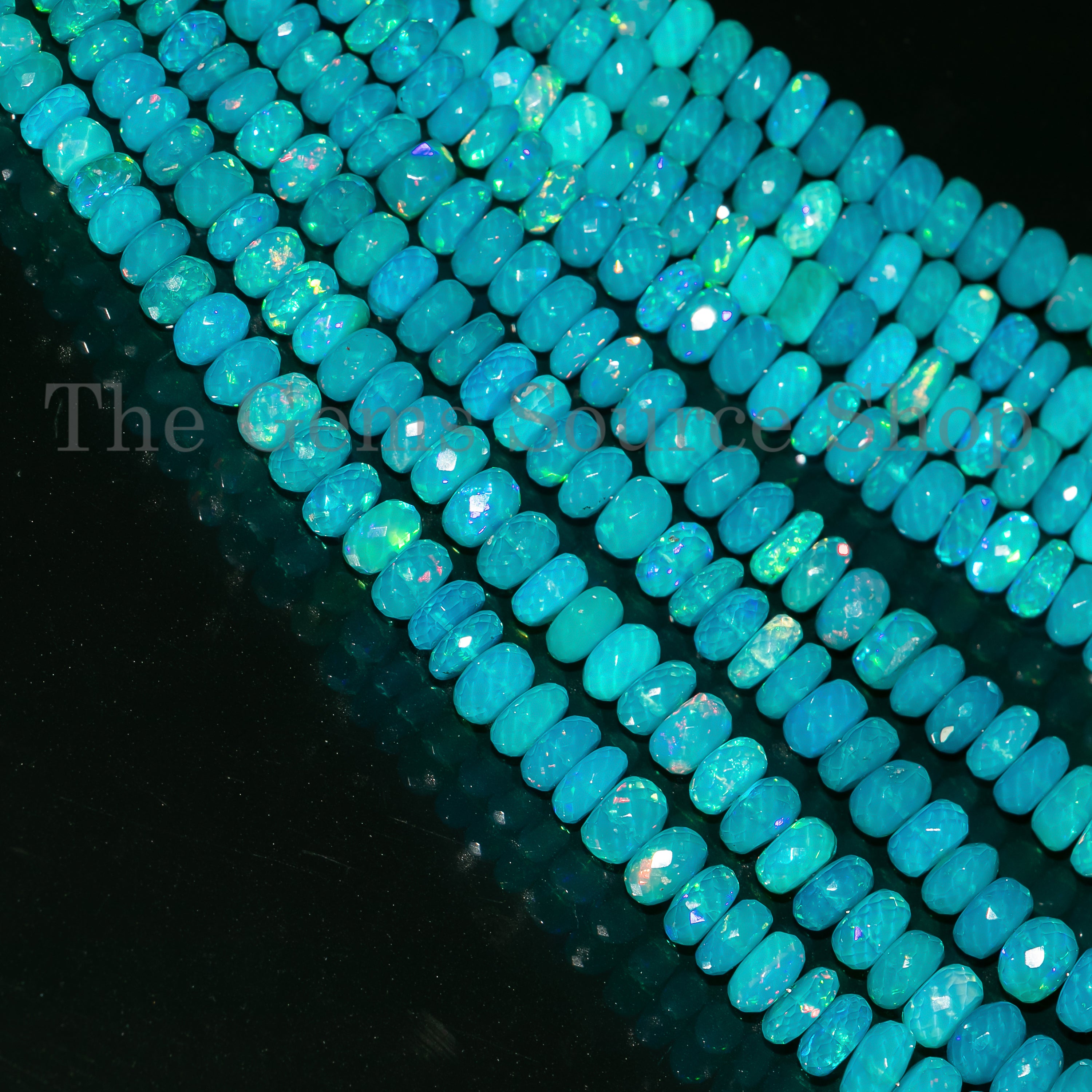 Big Size Natural Paraiba Opal Beads, 4.5-7mm Paraiba Opal Rondelle Beads, Paraiba Opal Faceted Beads, HighQuality Paraiba Opal Beads