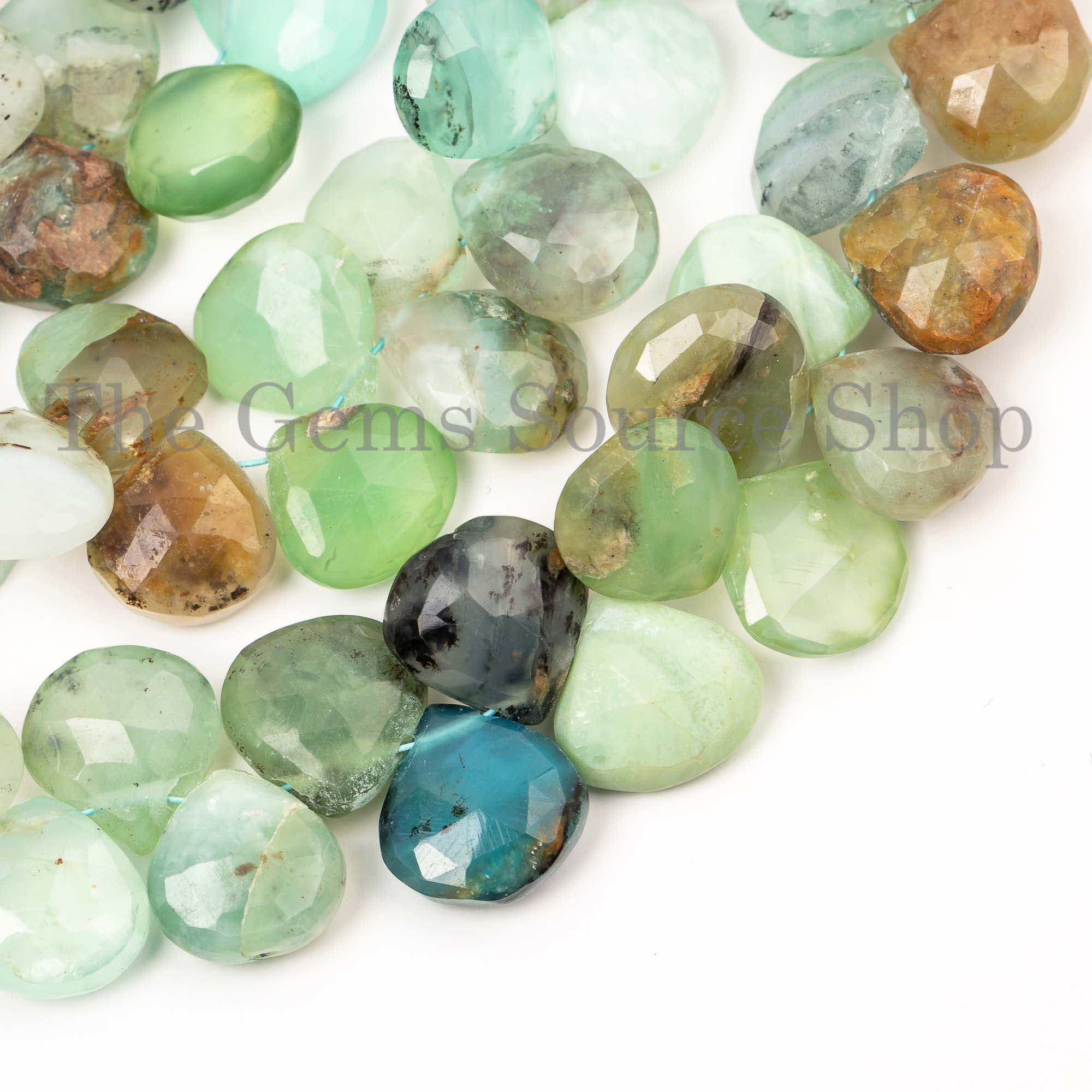 Wholesale Peru Opal Beads, Peru Opal Faceted Heart Beads, Side Drill Heart Beads, Briolette Beads