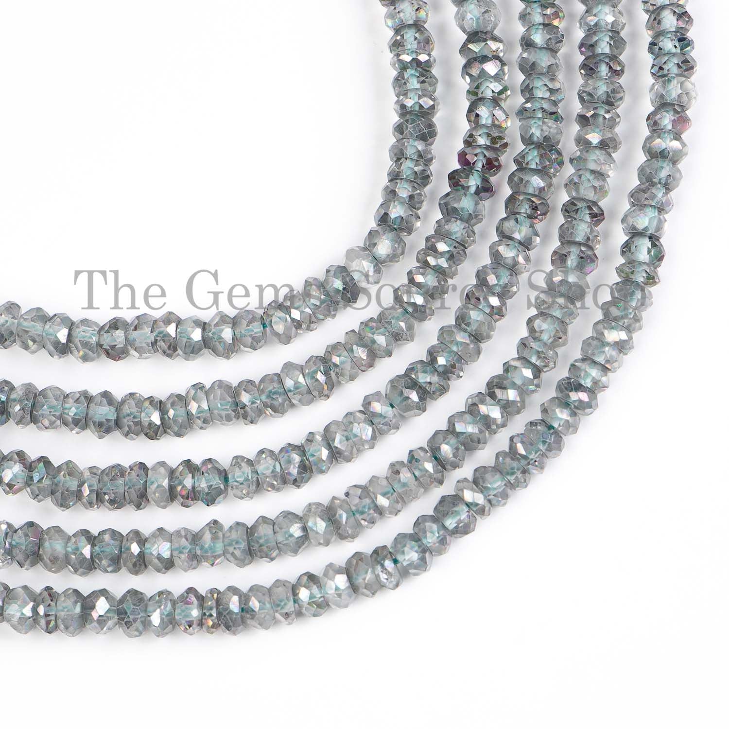 Mystic Topaz Faceted Rondelle Shape Gemstone Beads