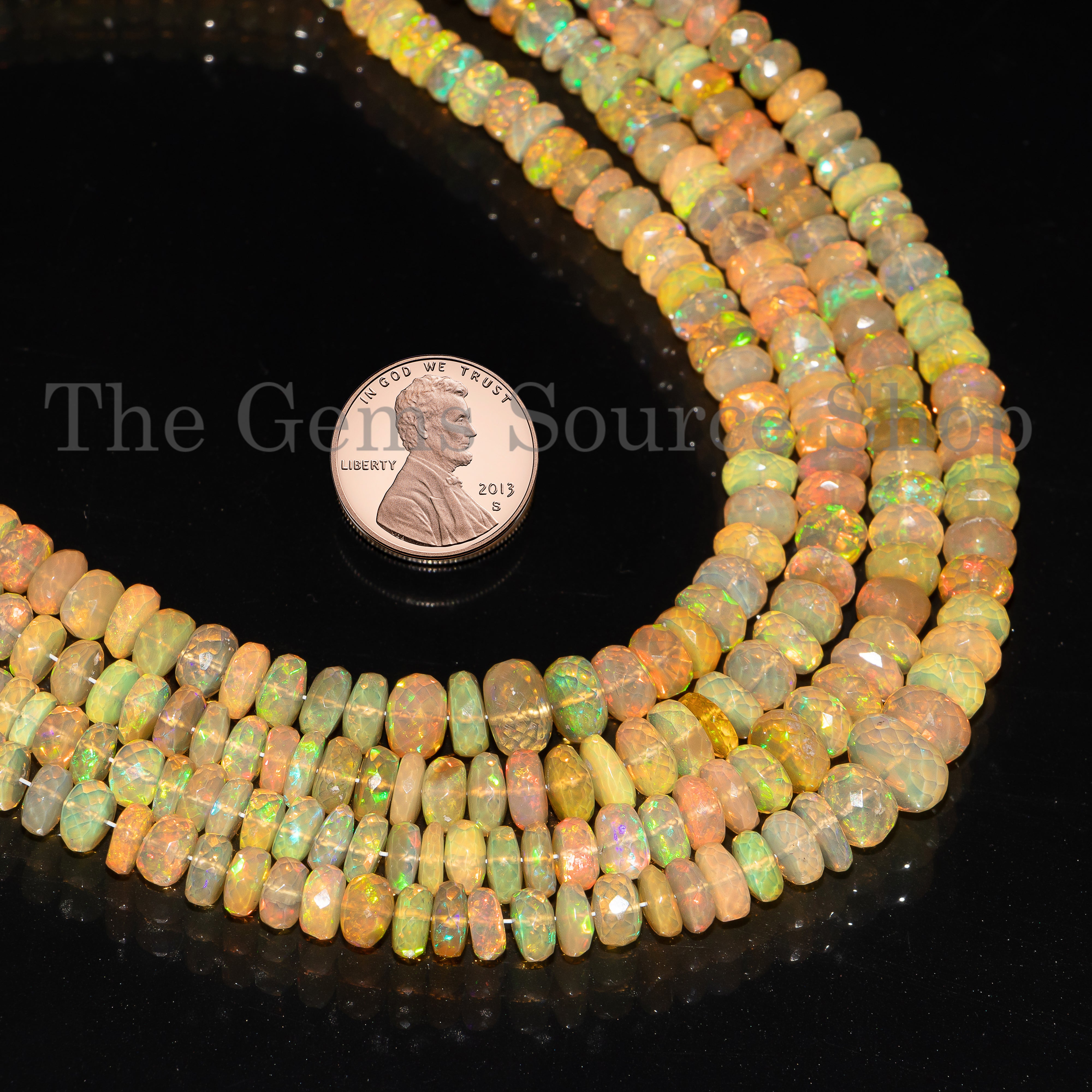 Big Size Ethiopian Opal Beads, Ethiopian Opal Faceted Beads, Ethiopian Opal Rondelle Beads, Opal Gemstone Beads, Opal Beads, 5-8mm Opal Bead