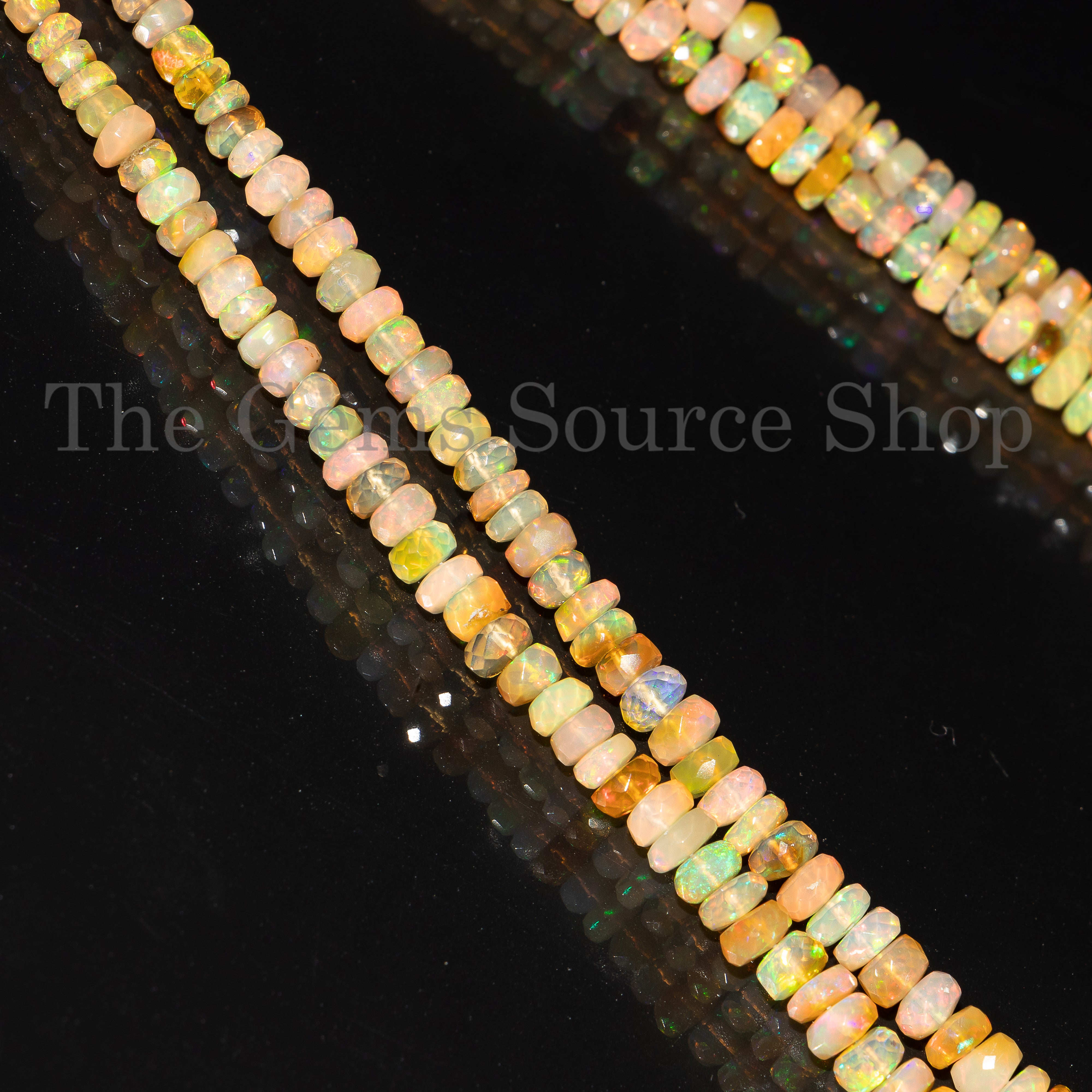3-4mm Ethiopian Opal Faceted Beads, Ethiopian Opal Rondelle Shape Beads, Fire Opal Beads, Ethiopian Opal Briolettes, Opal Gemstone Beads