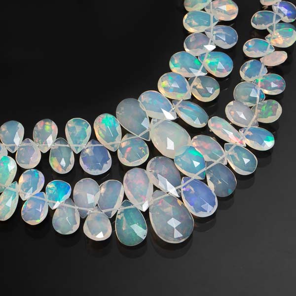 Natural Ethiopian Opal Faceted Pear Briolette, Opal Pear Beads, Opal Gemstone Beads