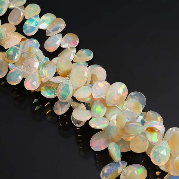 Natural Ethiopian Opal Faceted Pear Shape Gemstone Beads