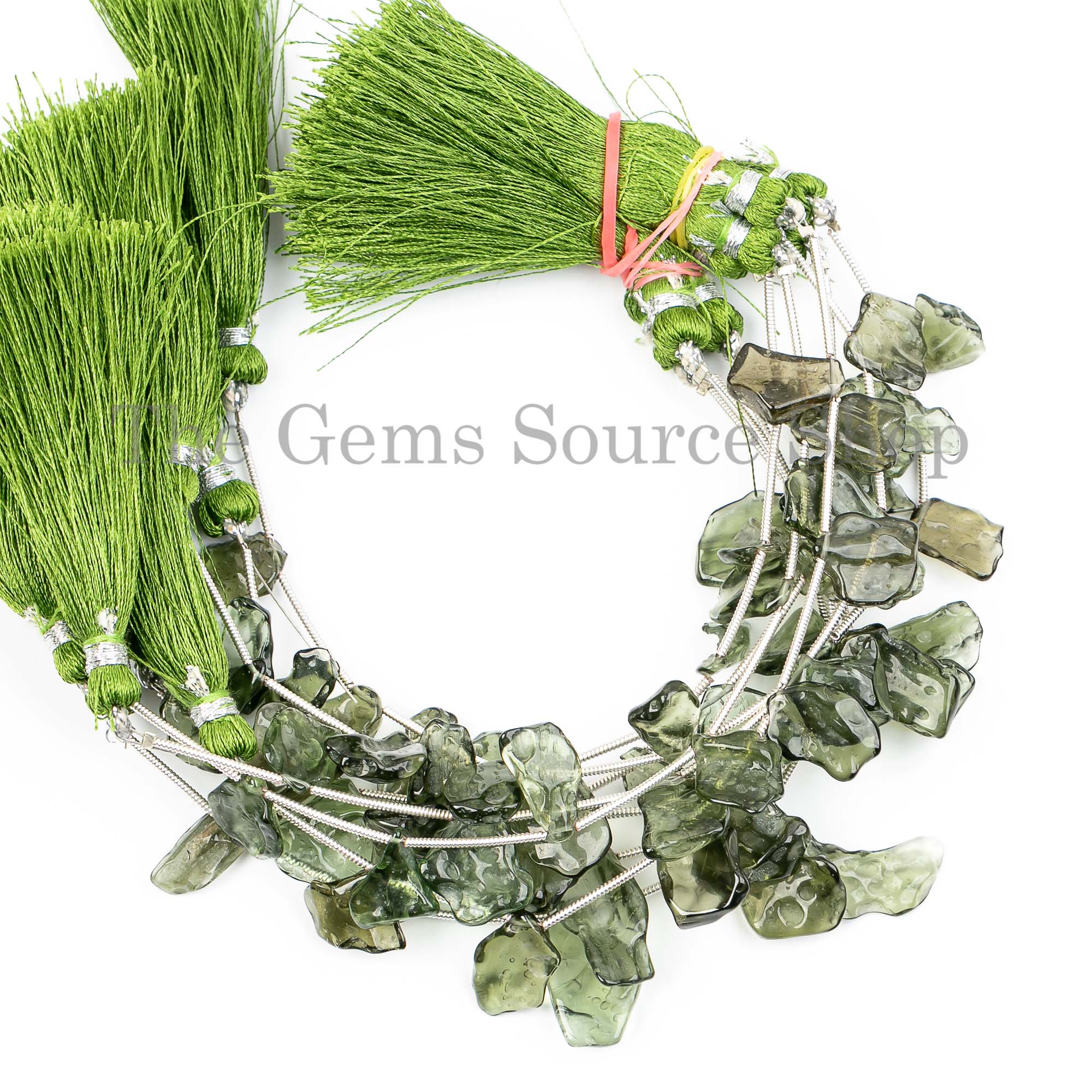 Nugget Shape Uncut Natural Moldavite Top Drilled 7x12-12x18mm Gemstone Beads 6" Strand