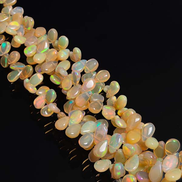 Natural Ethiopian Opal Smooth Pear Briolette, Opal Pear Beads, Opal Gemstone Jewelry