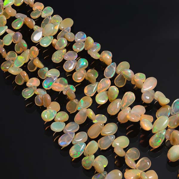 Natural Ethiopian Opal Smooth Pear Briolette, Opal Pear Beads, Opal Gemstone Jewelry